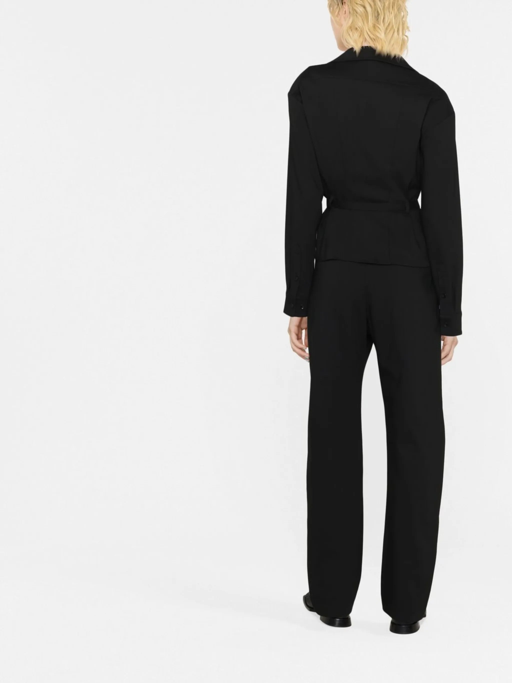 convertible-collar self-tie shirt