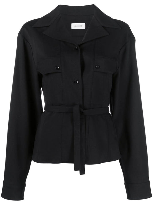 convertible-collar self-tie shirt