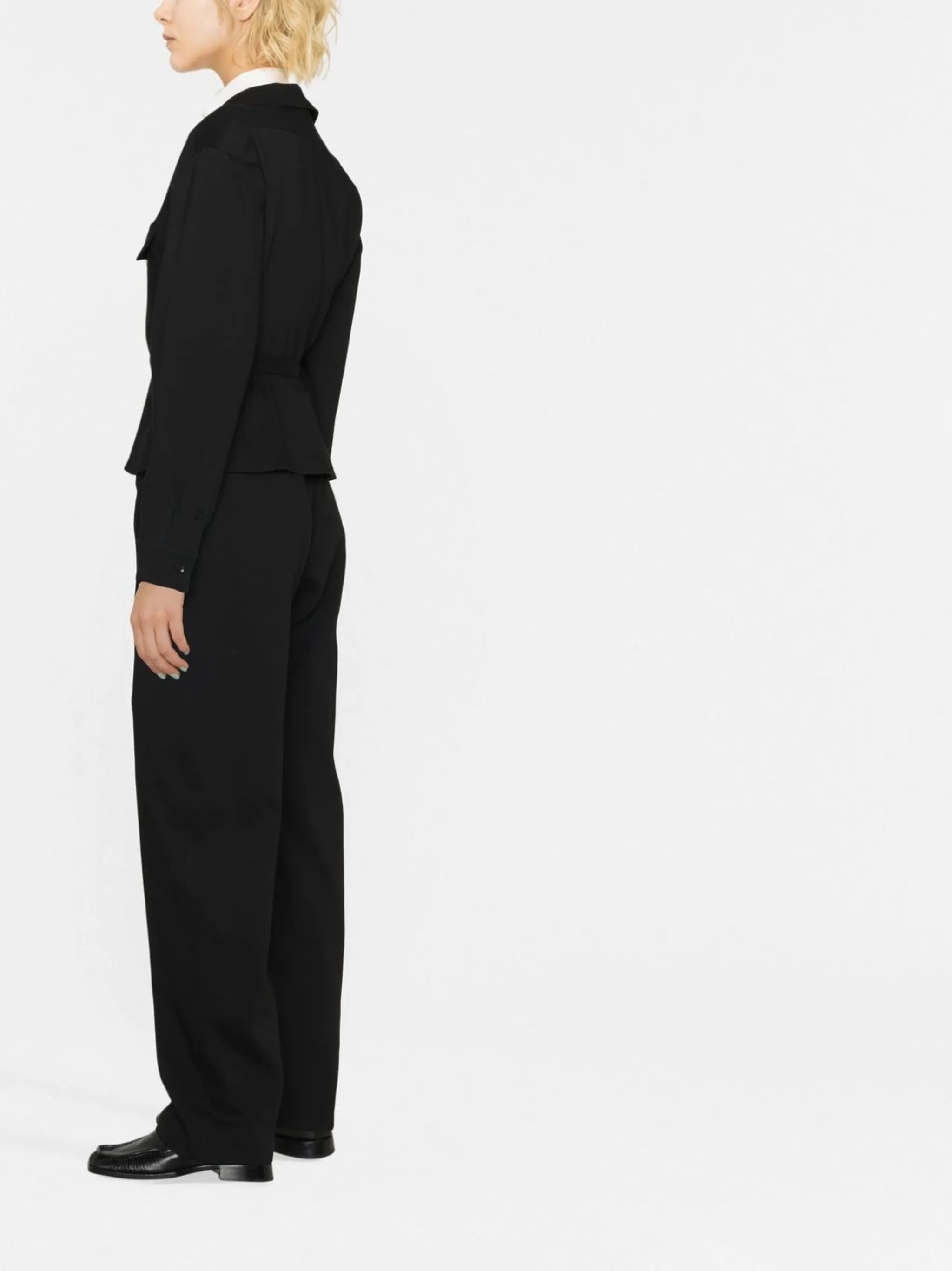 convertible-collar self-tie shirt