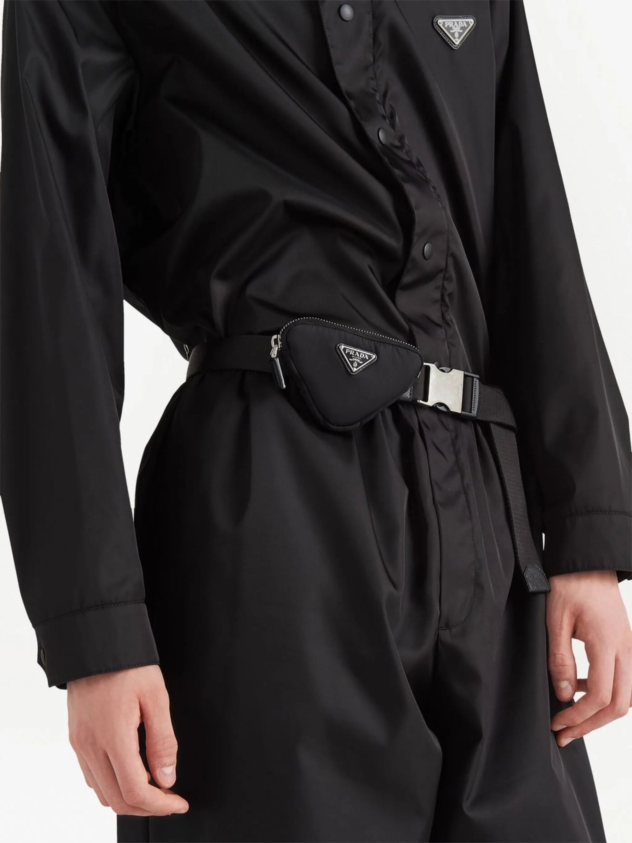 triangle-logo leather belt