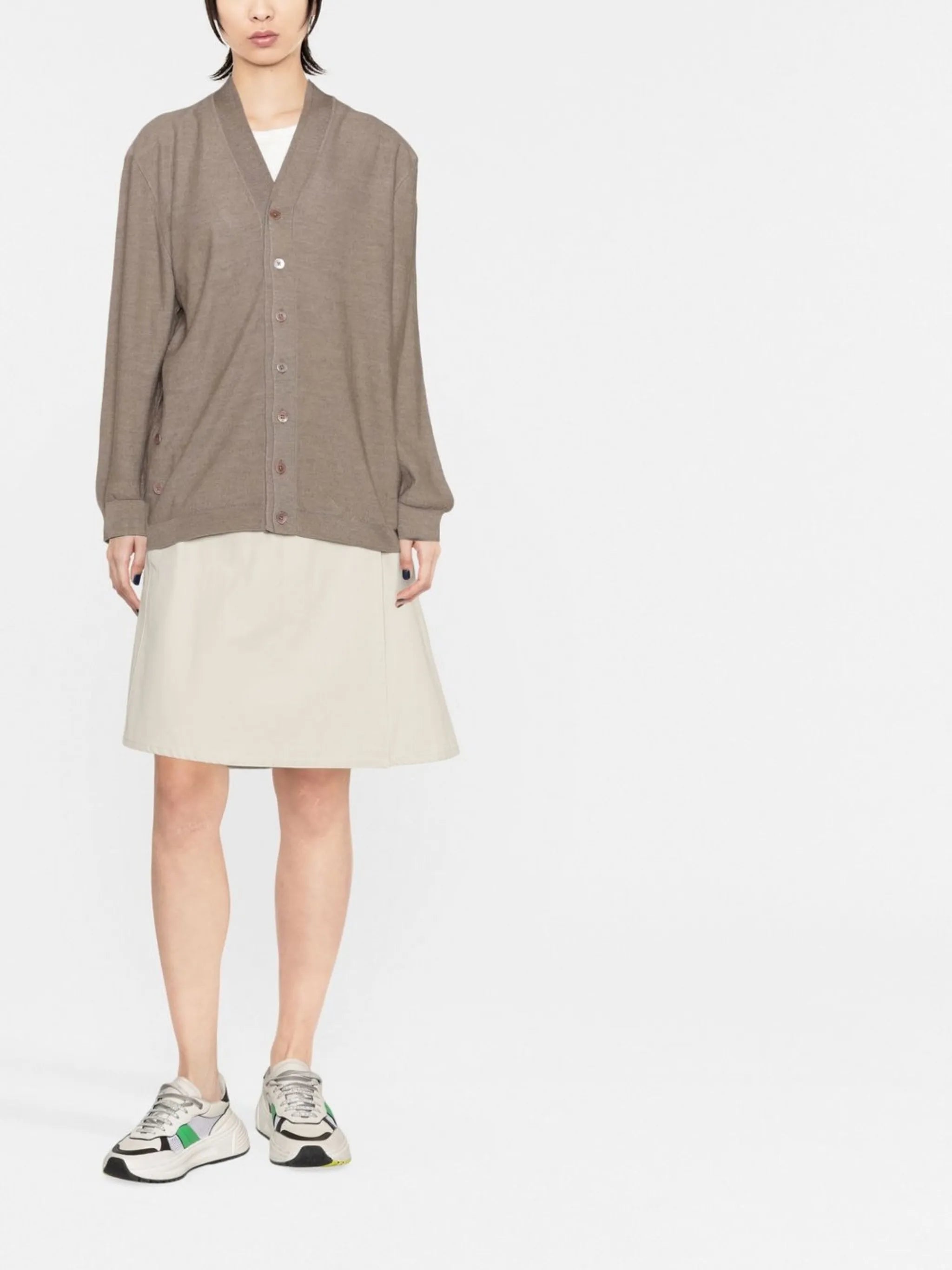 merino-blend button-front cardigan