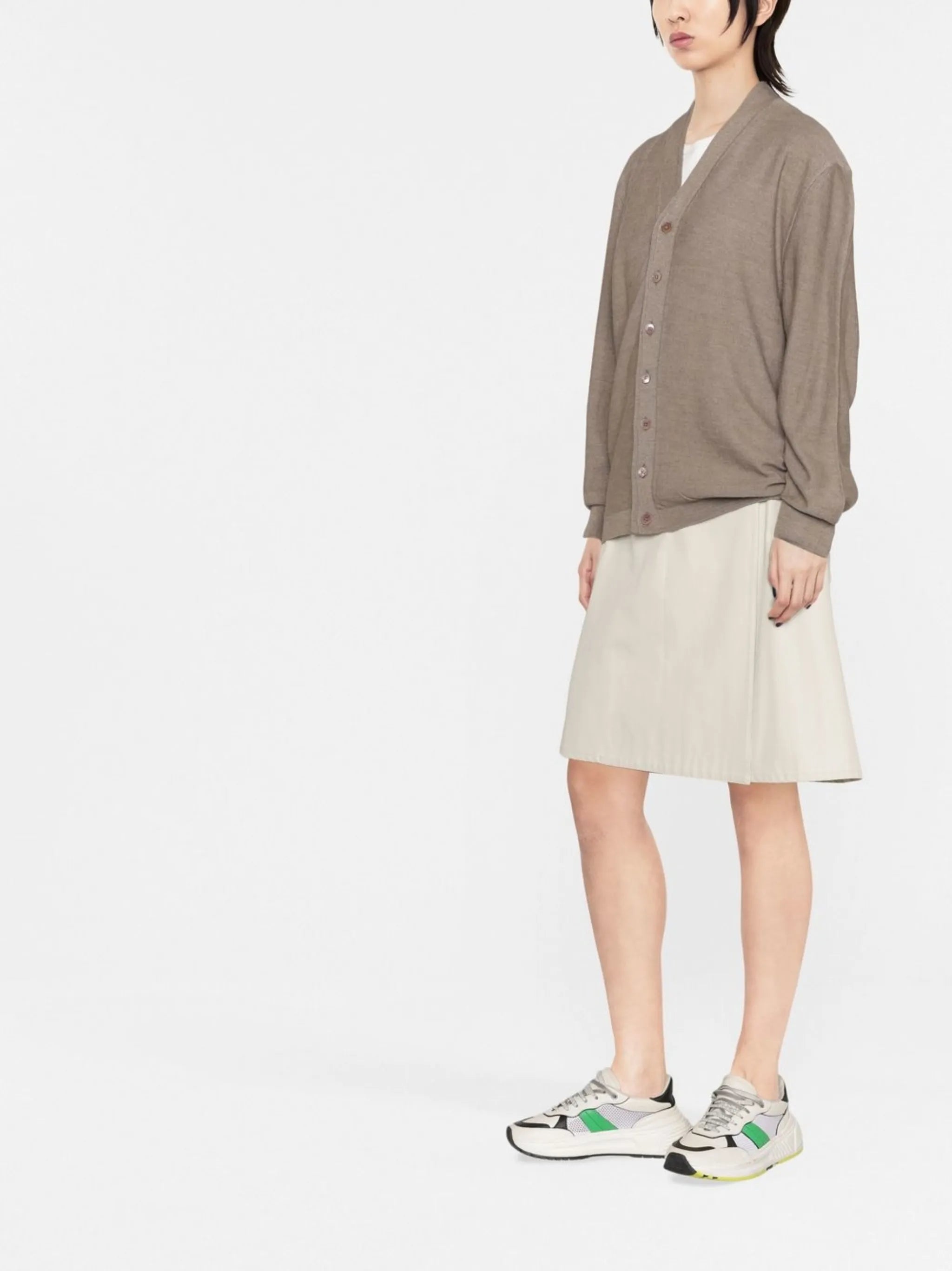 merino-blend button-front cardigan