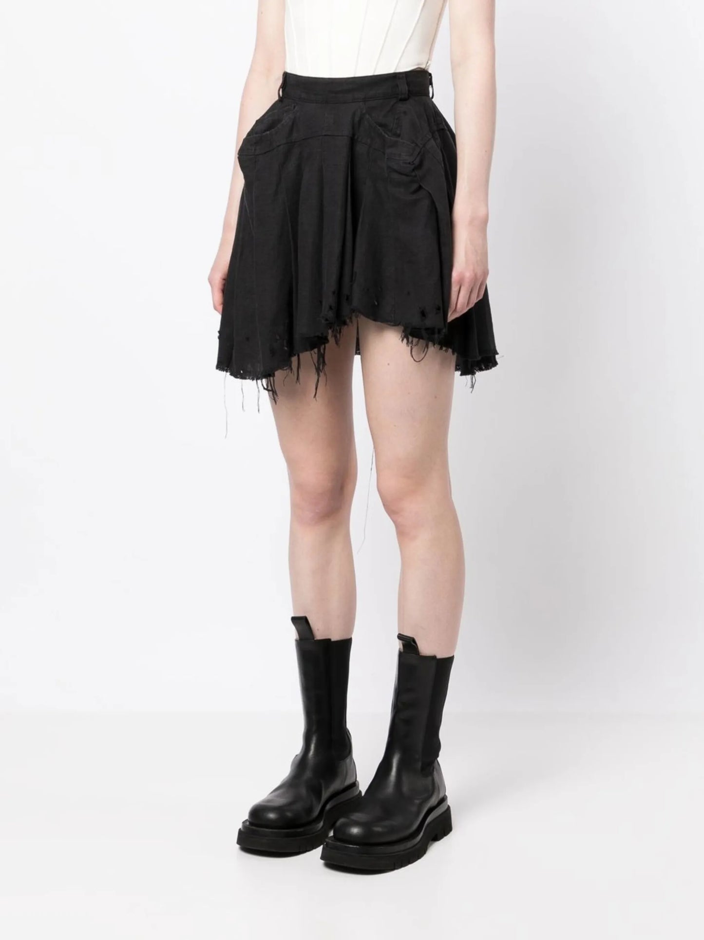 distressed-effect mini skirt