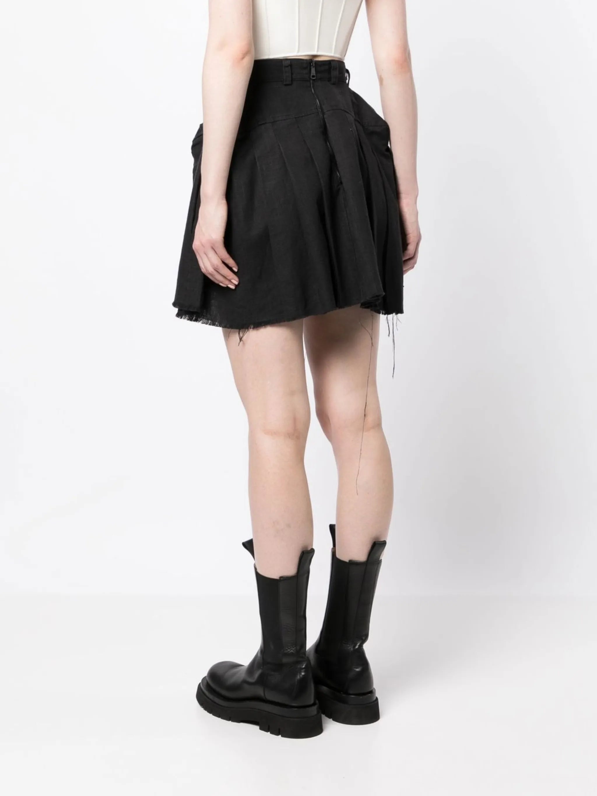 distressed-effect mini skirt