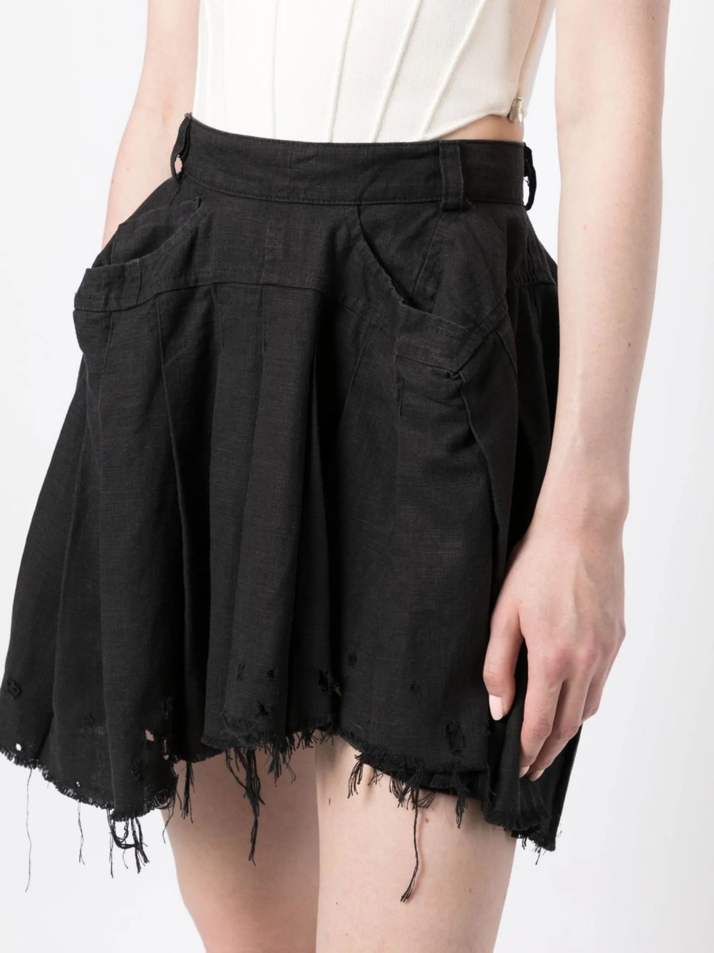 distressed-effect mini skirt