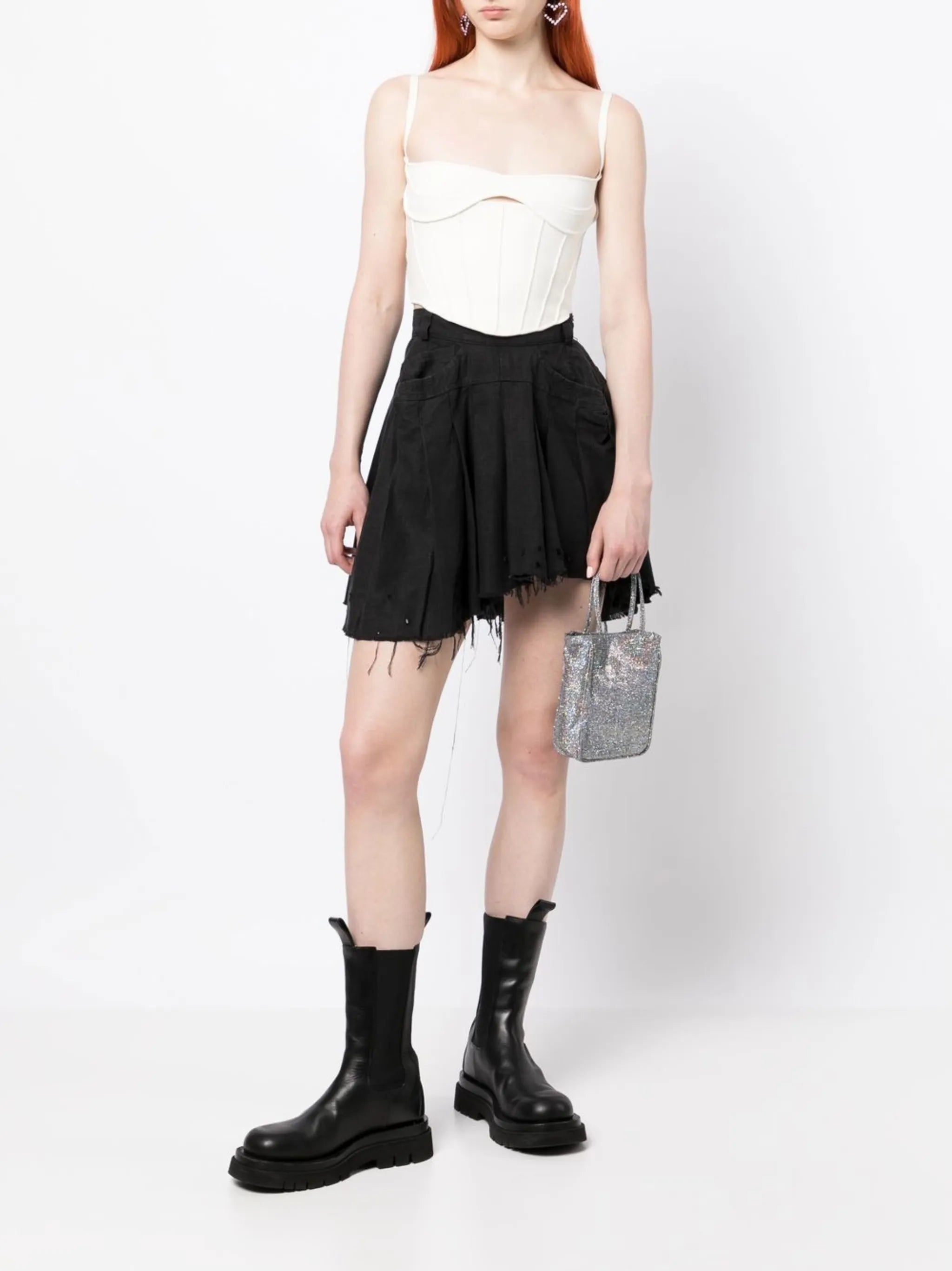 distressed-effect mini skirt