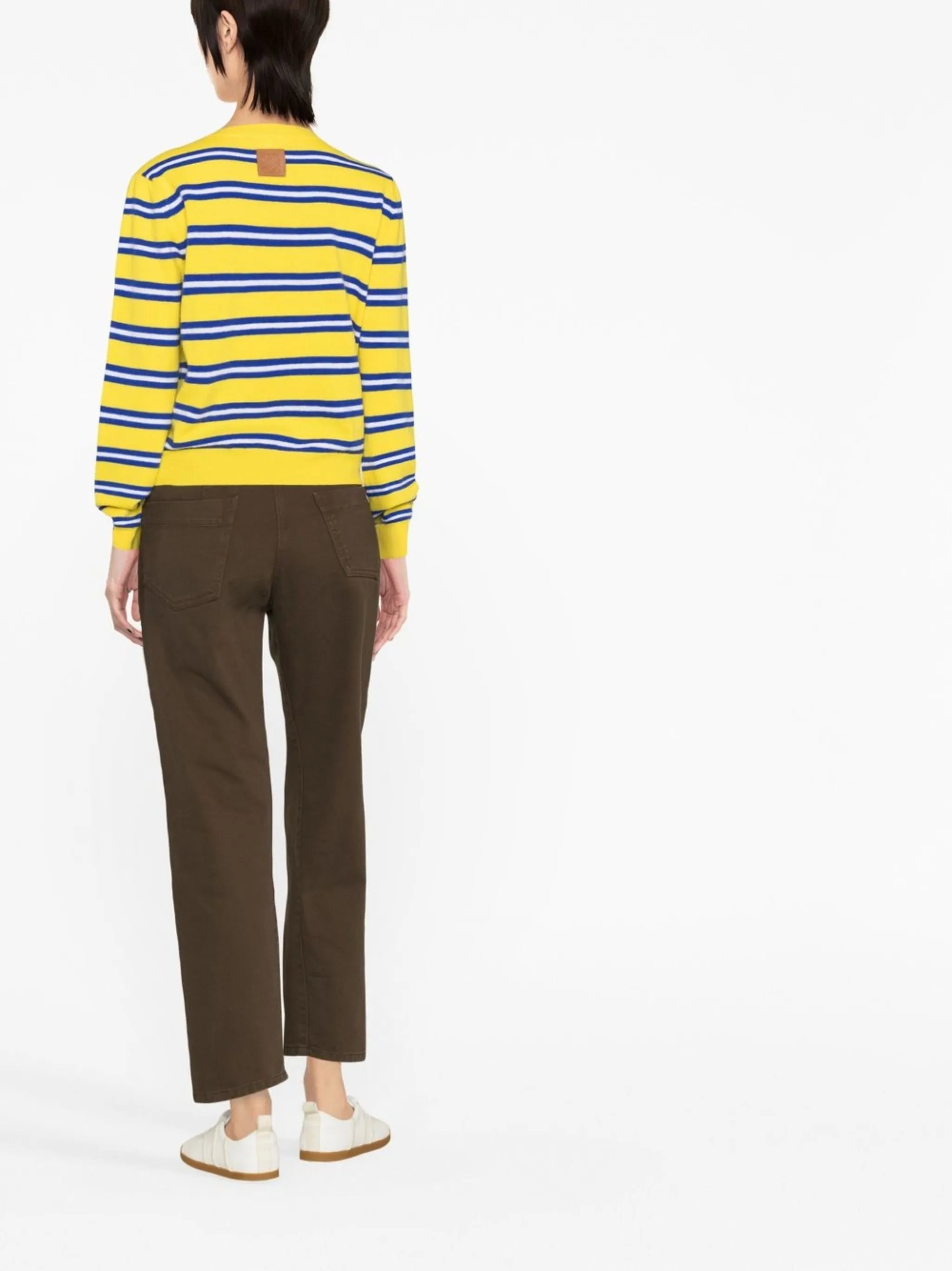 Yellow Stripe Print Stretch Wool Jumper