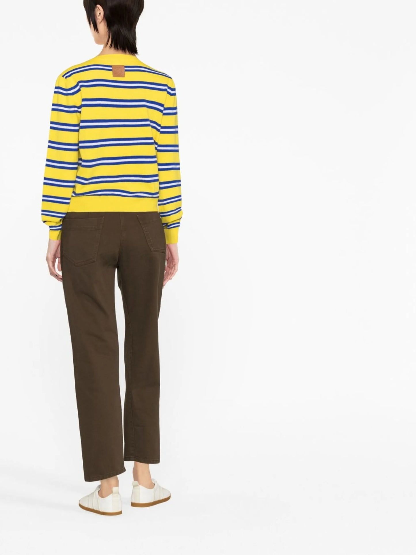 Yellow Stripe Print Stretch Wool Jumper