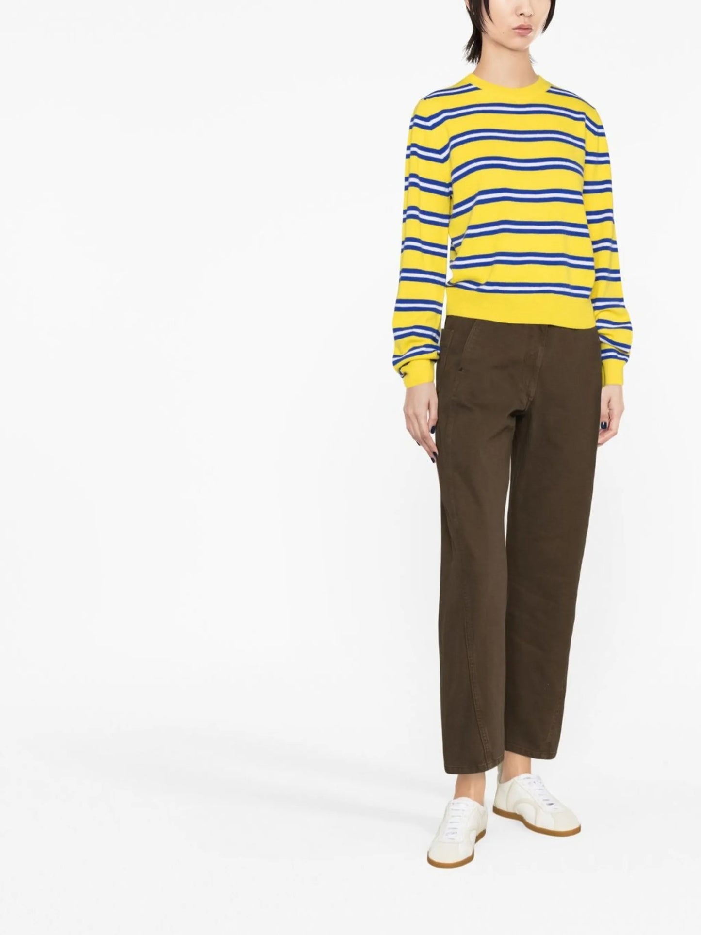 Yellow Stripe Print Stretch Wool Jumper