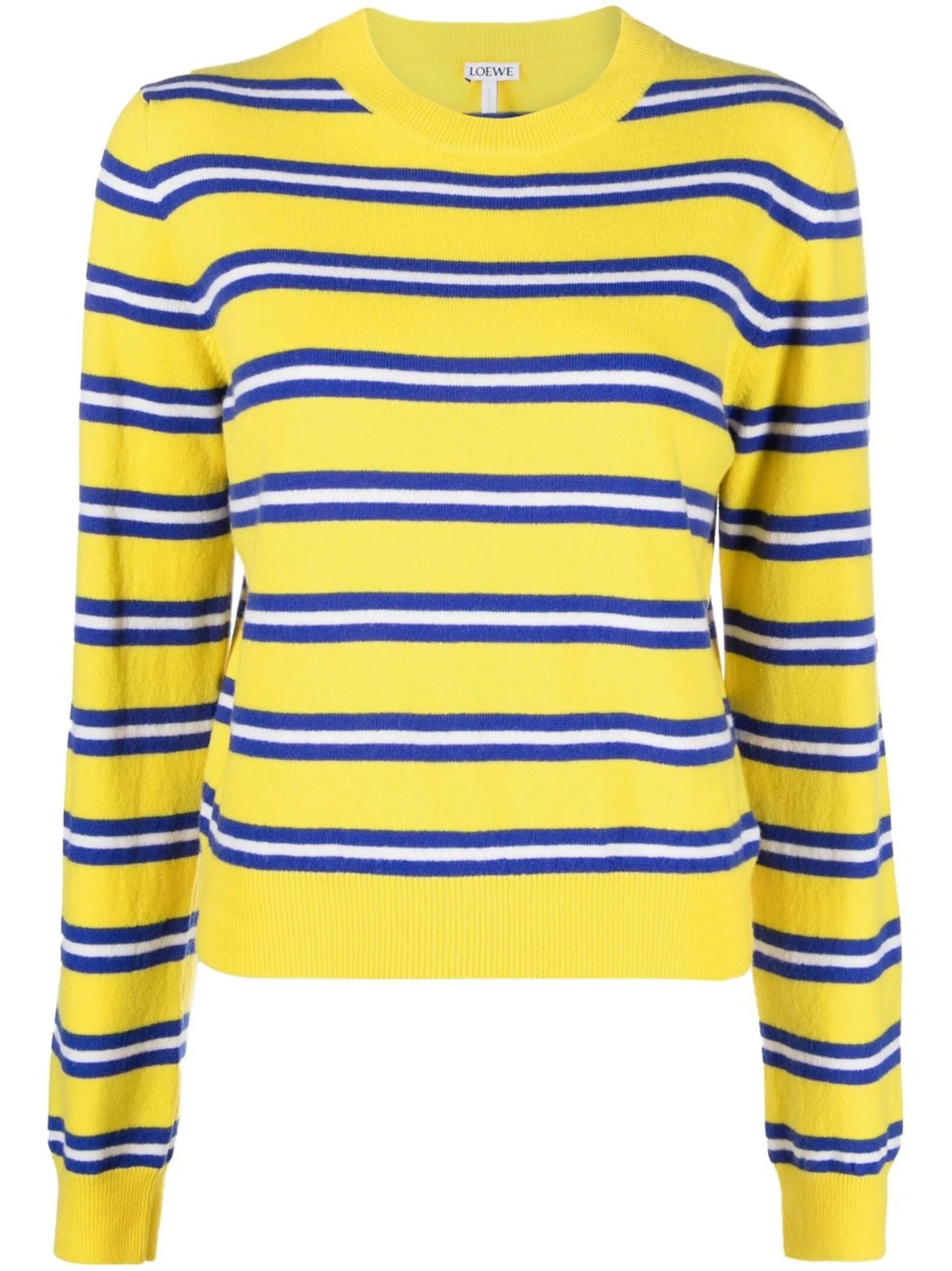 Yellow Stripe Print Stretch Wool Jumper