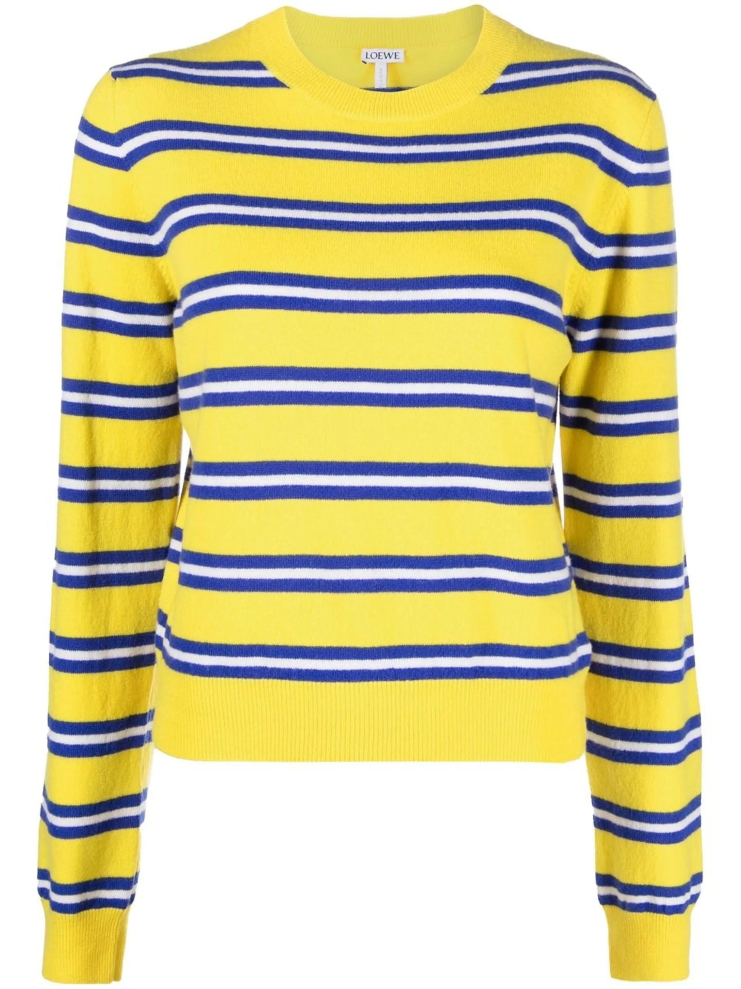 Yellow Stripe Print Stretch Wool Jumper