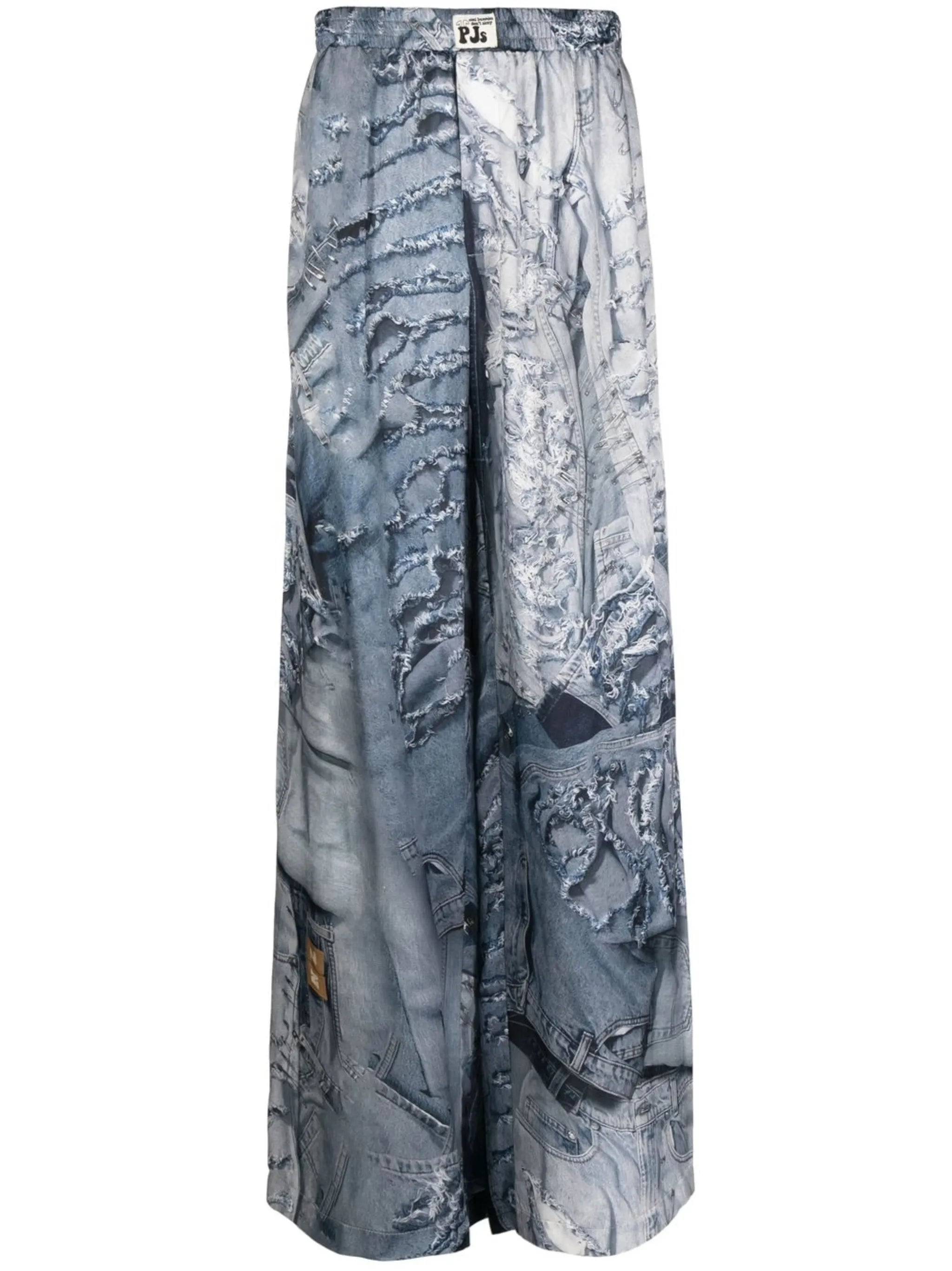 denim-print pyjama pants