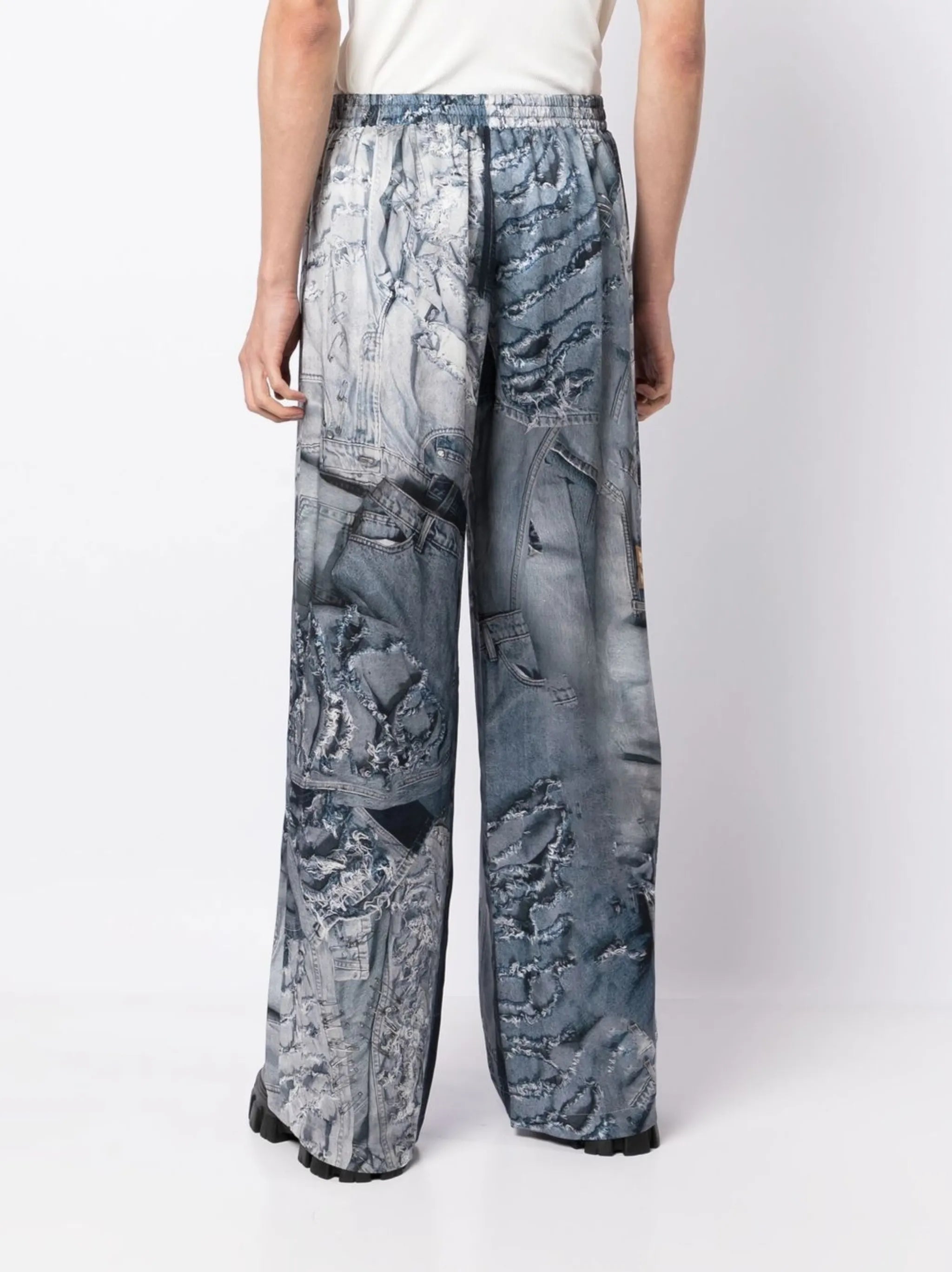 denim-print pyjama pants