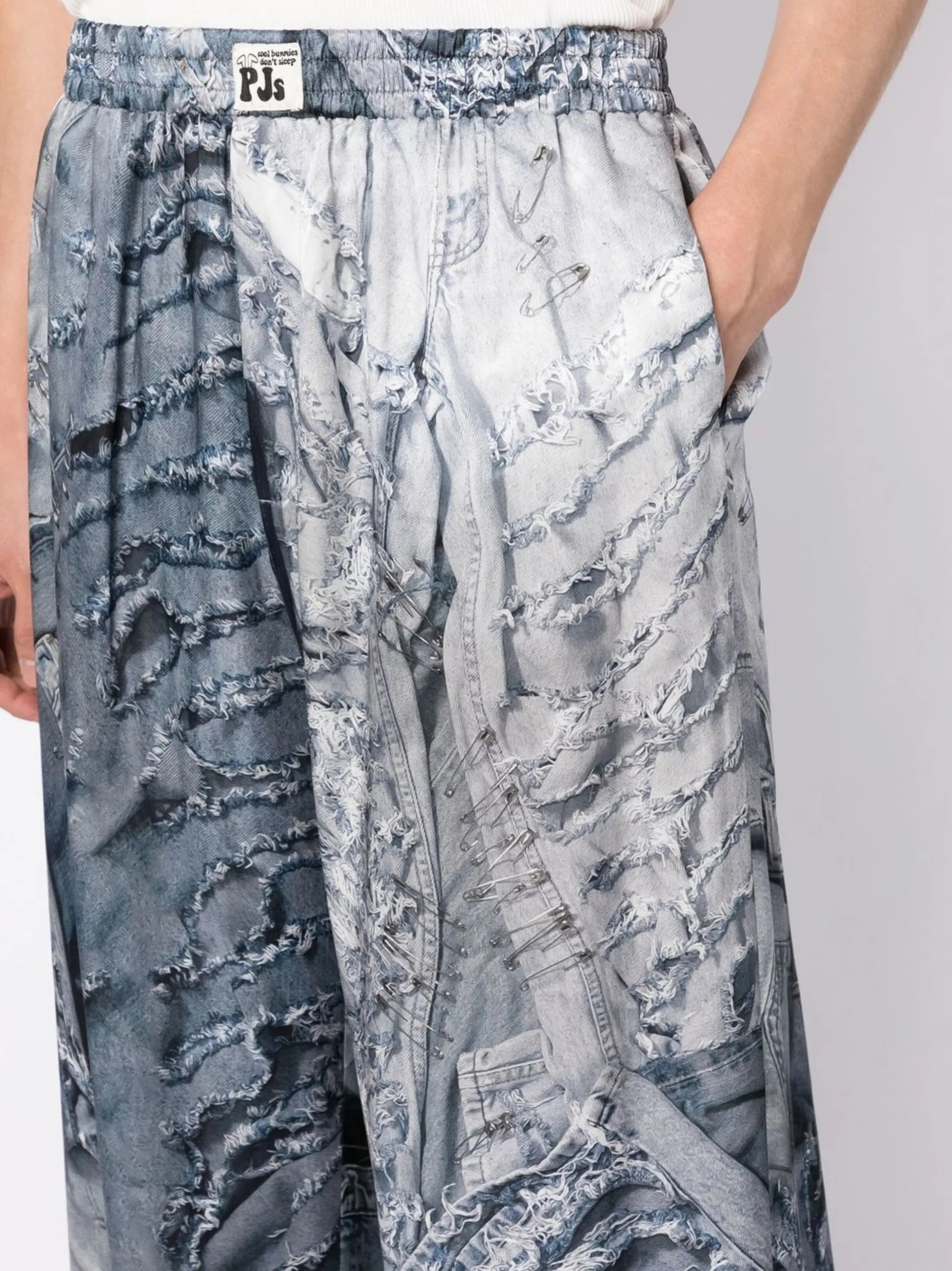 denim-print pyjama pants