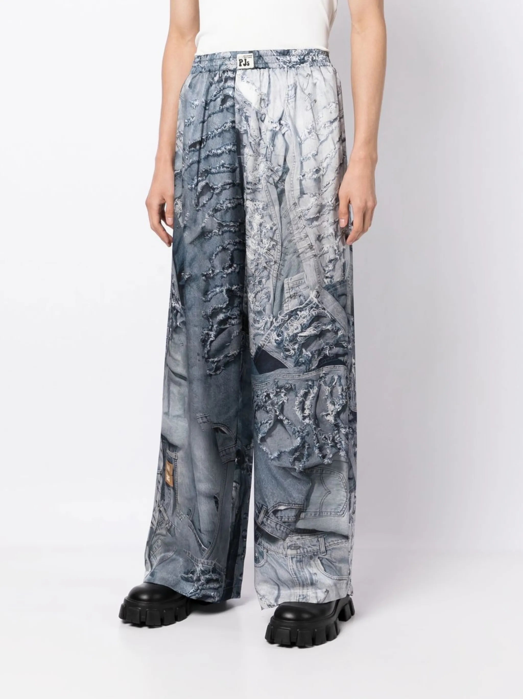 denim-print pyjama pants