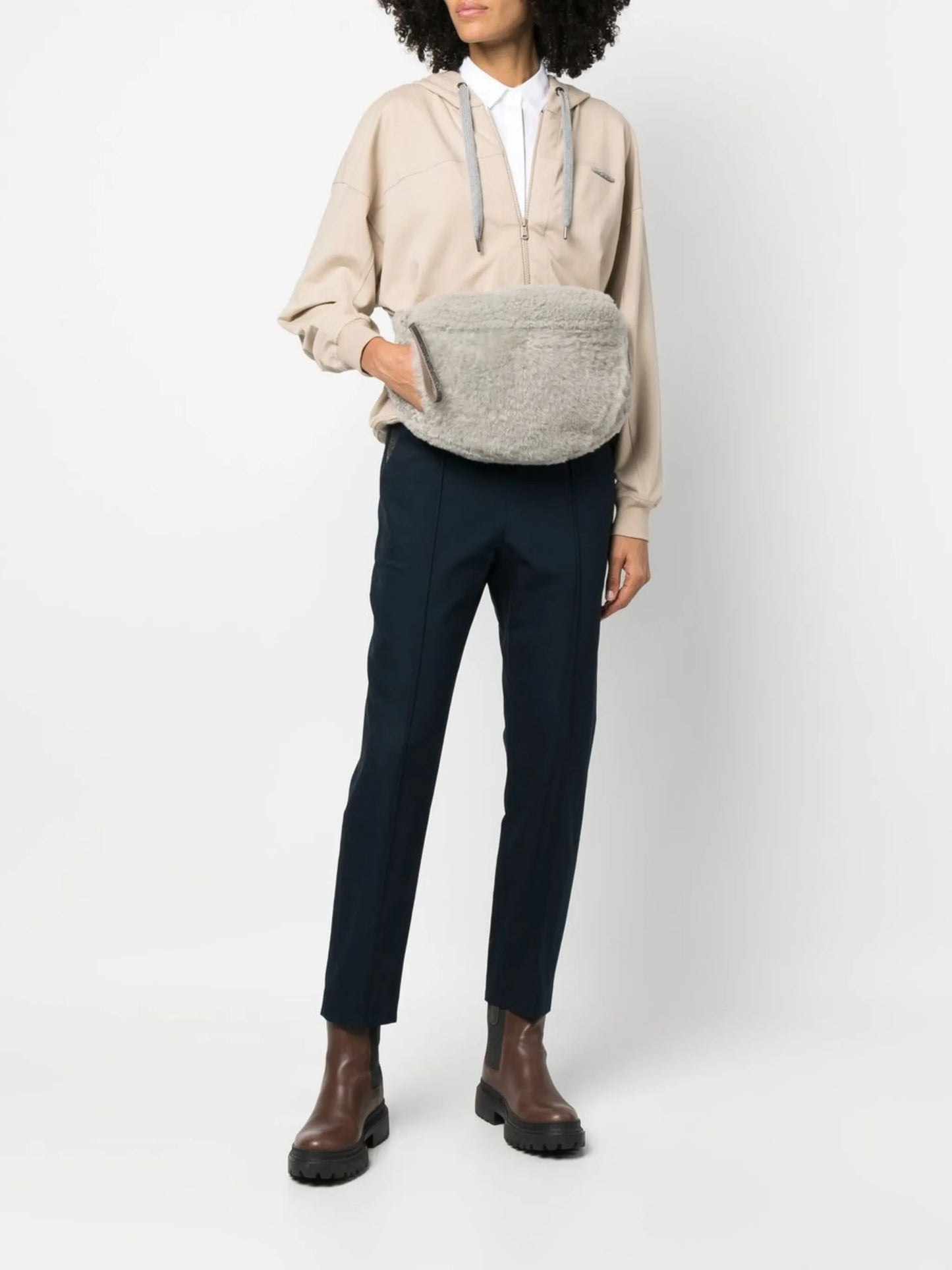 Frosty shearling belt bag