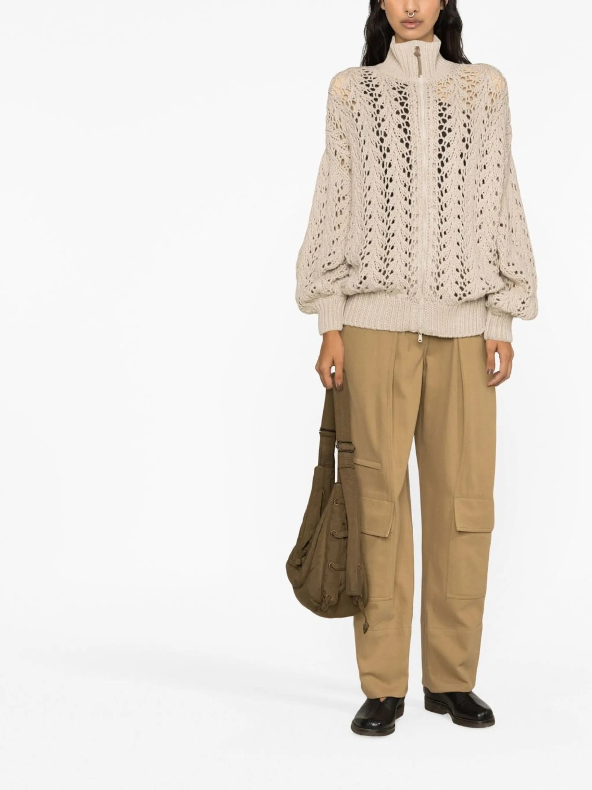 crochet zip-up cardigan