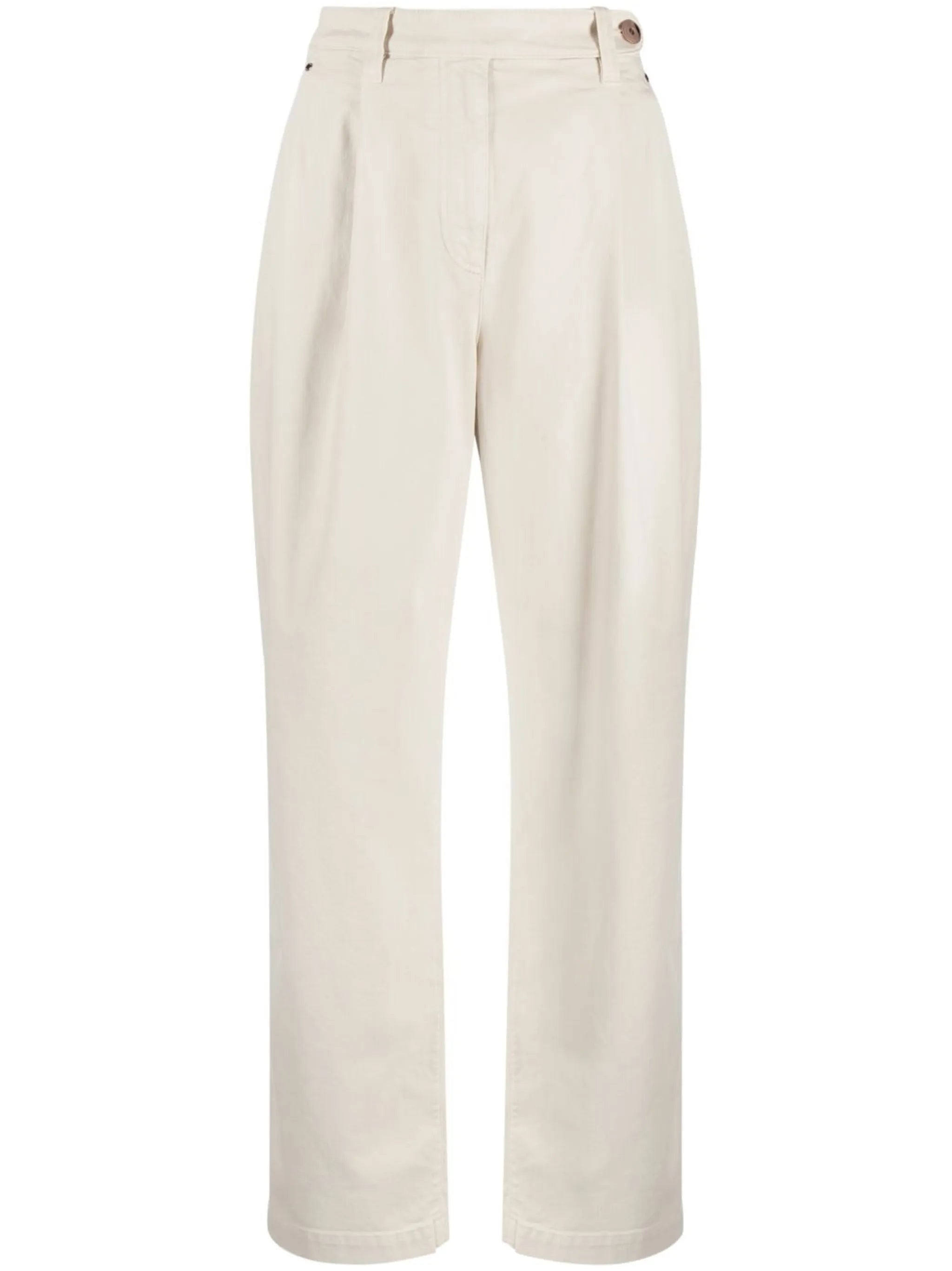 cotton-blend straight-leg trousers