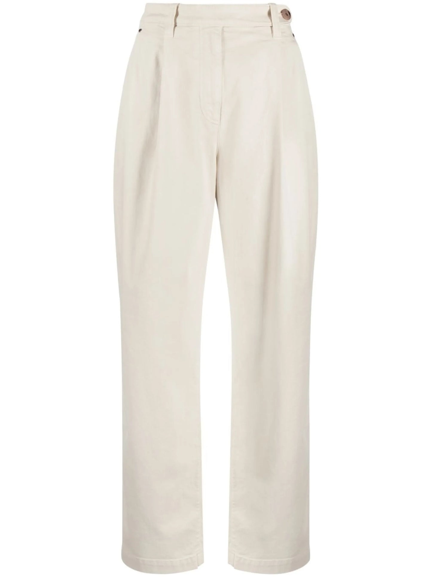 cotton-blend straight-leg trousers