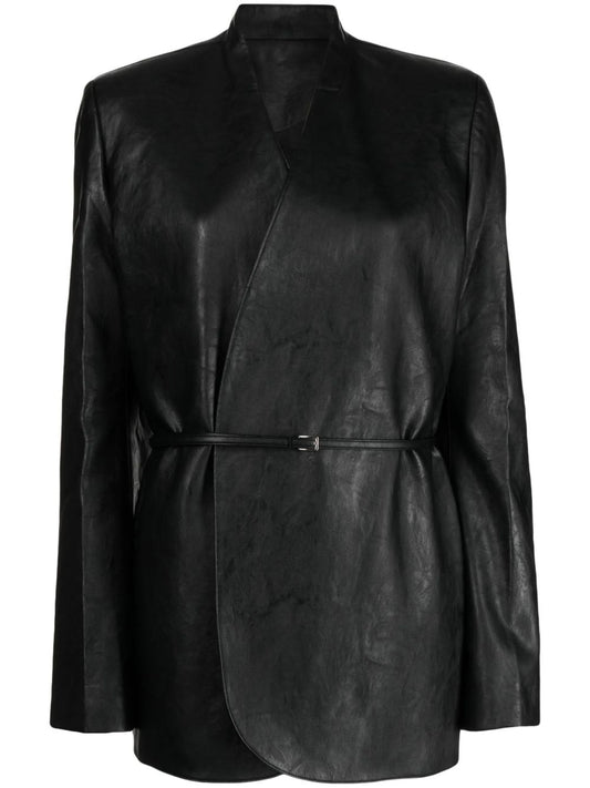 belted double-breasted blazer