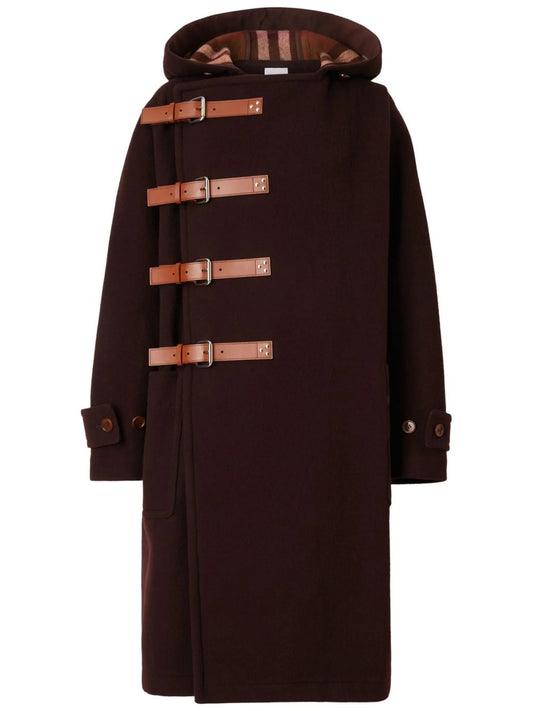 buckled hooded duffle coat