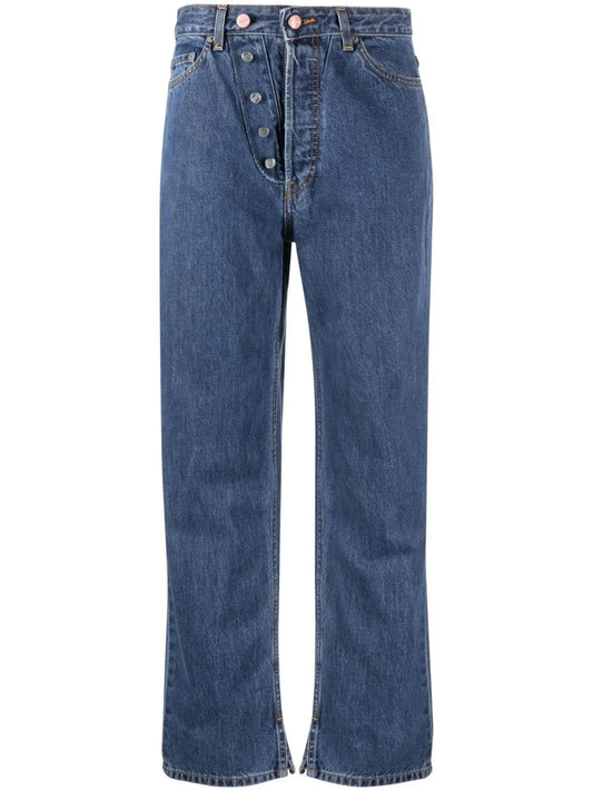 button-detail straight-leg jeans