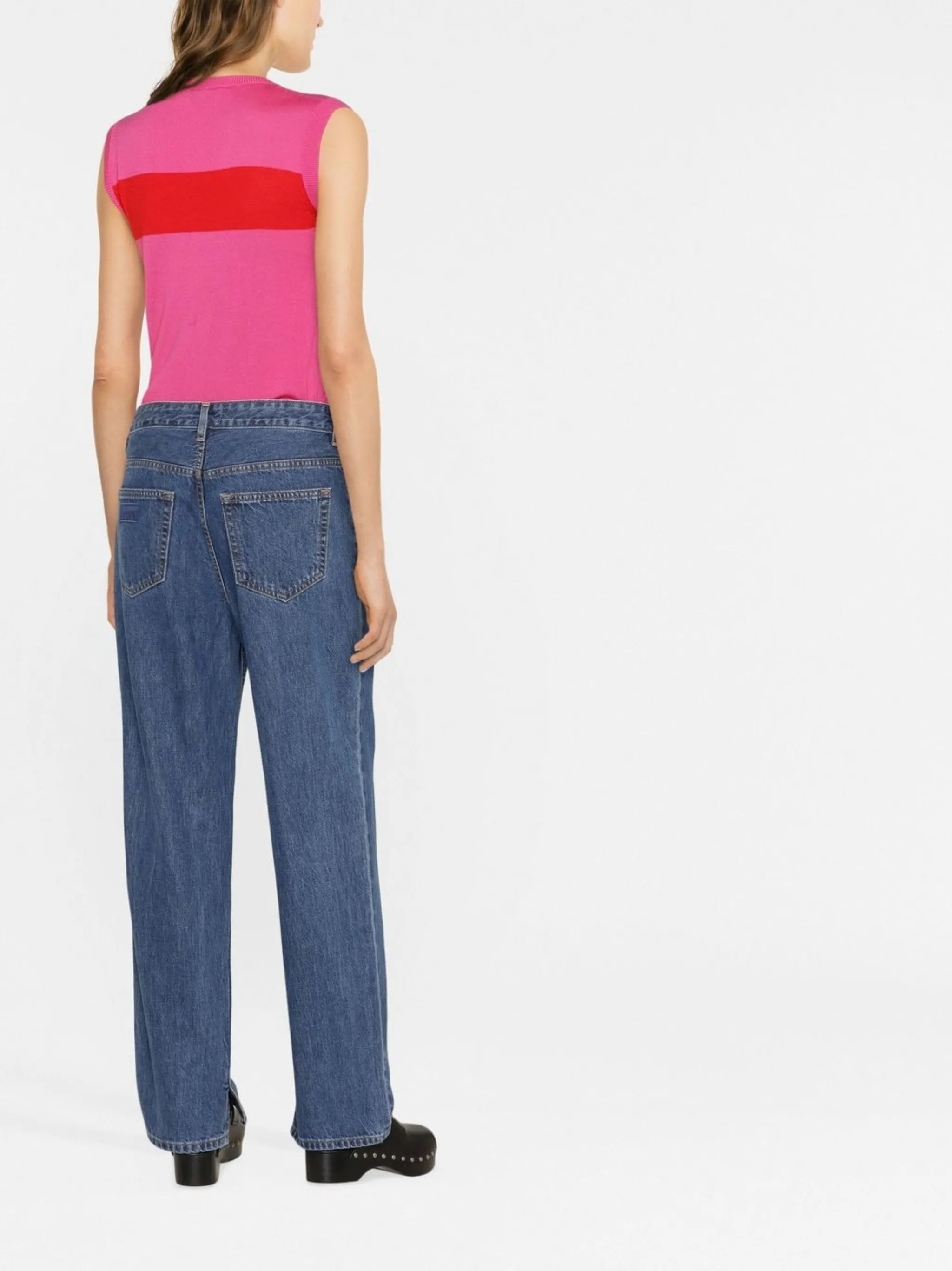 button-detail straight-leg jeans
