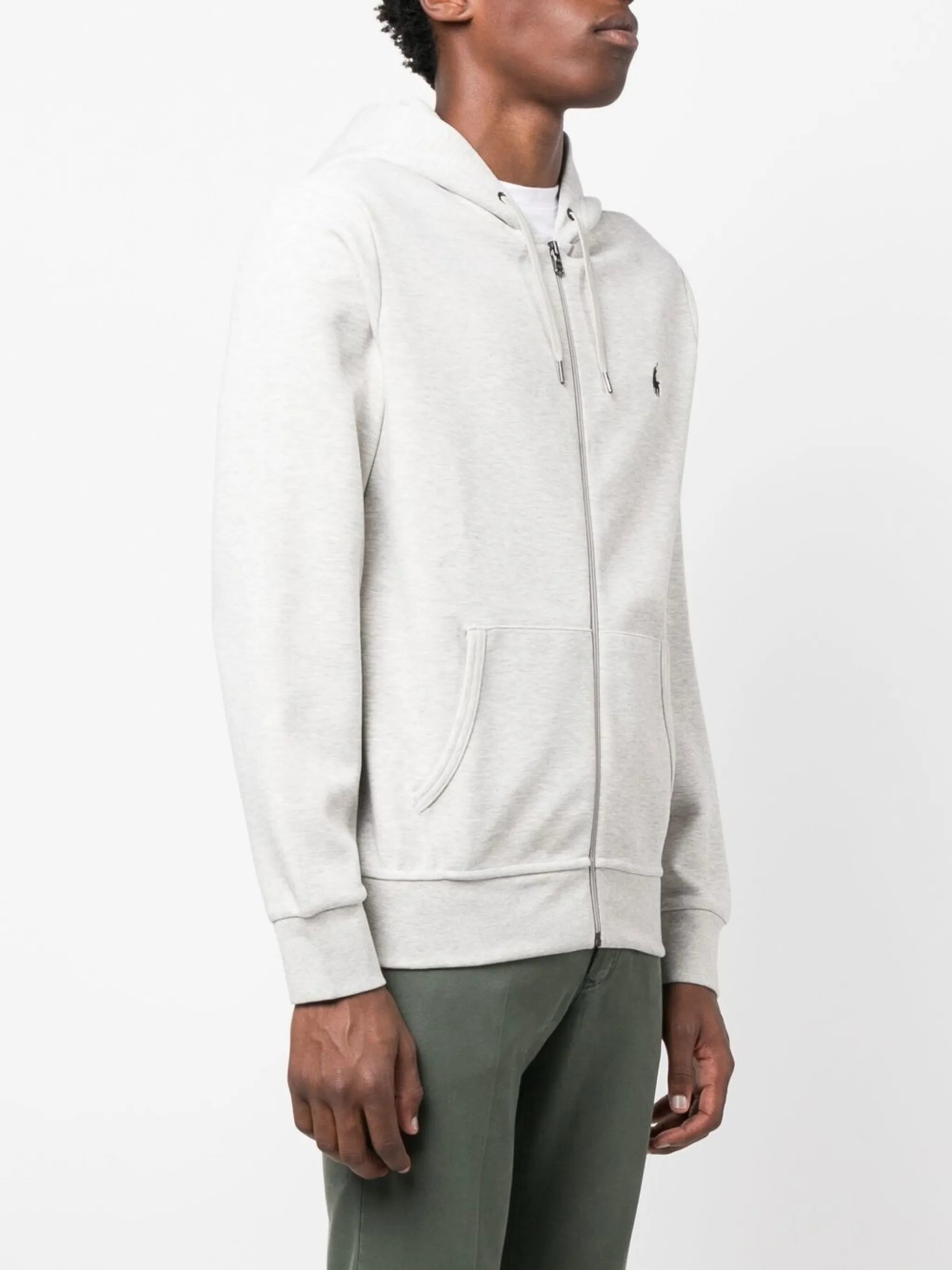 logo-embroidered zip-up hoodie