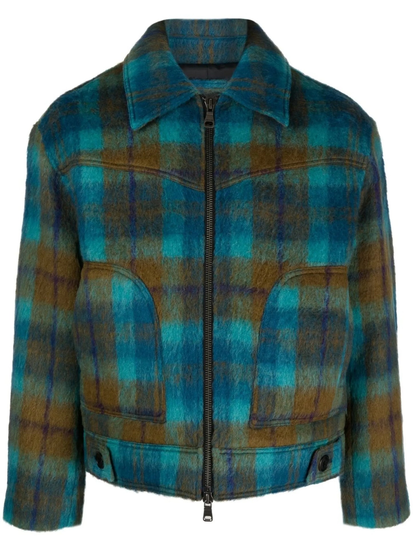 check bomber jacket