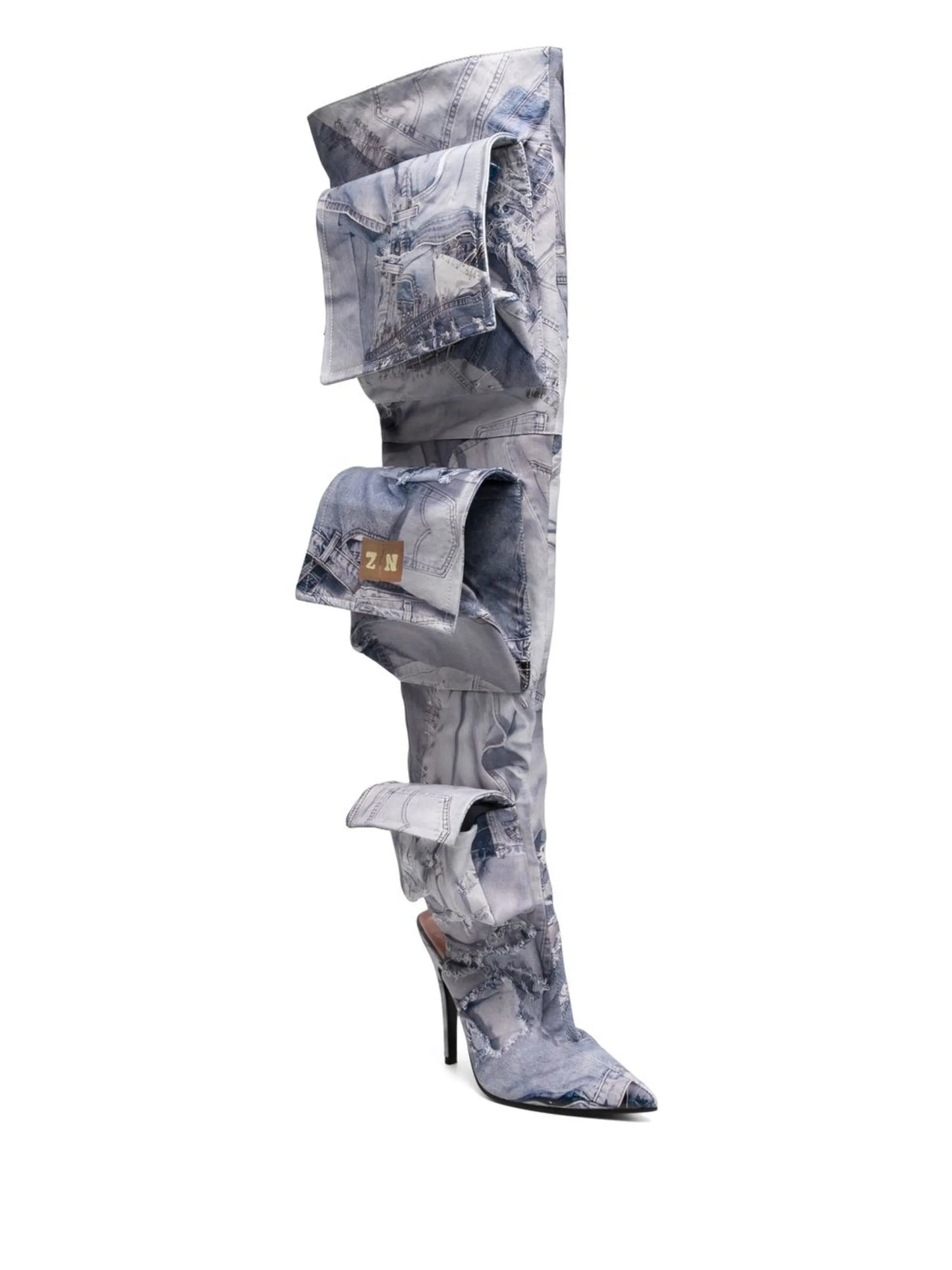 thigh-high cargo boots