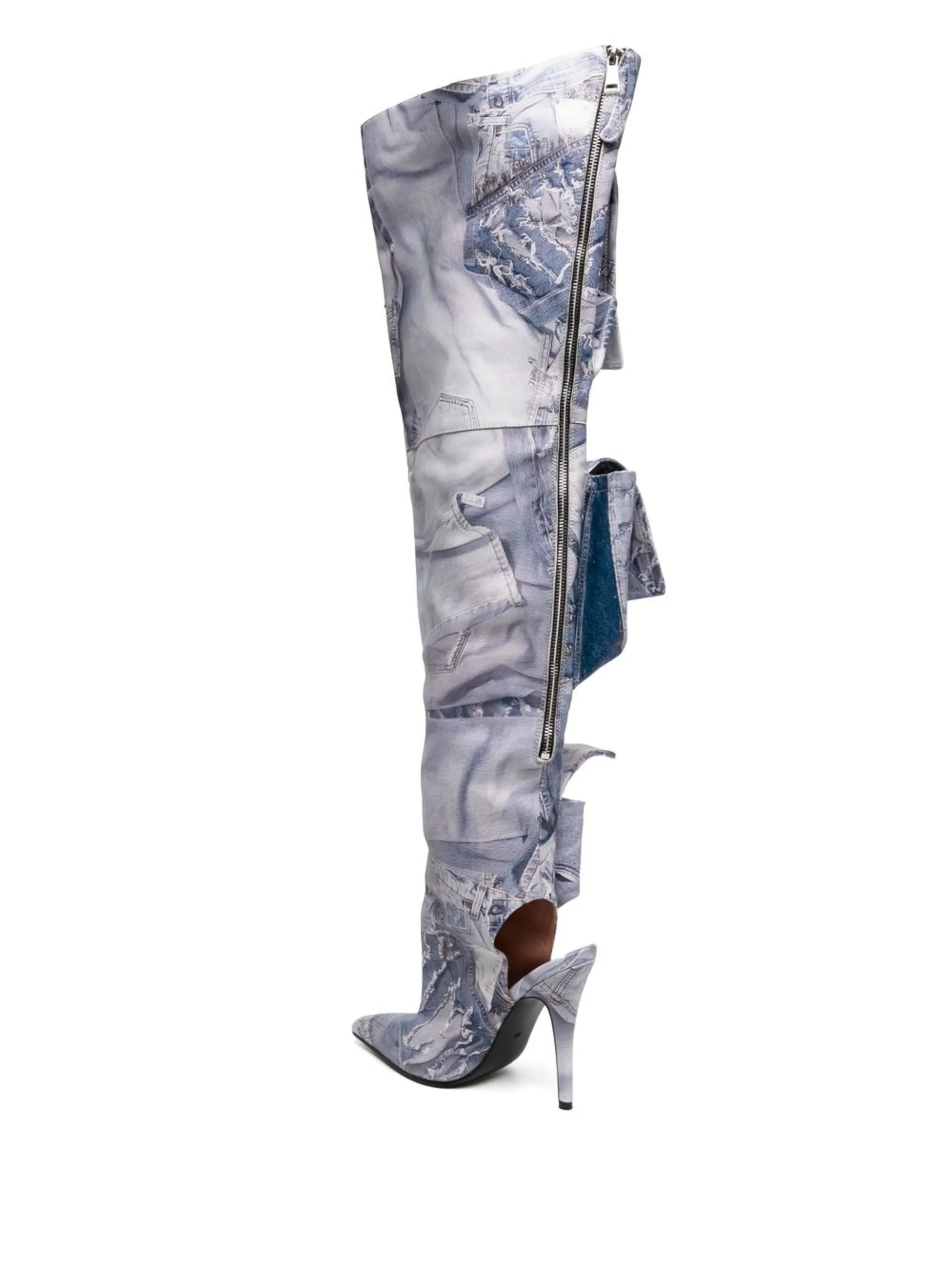 thigh-high cargo boots