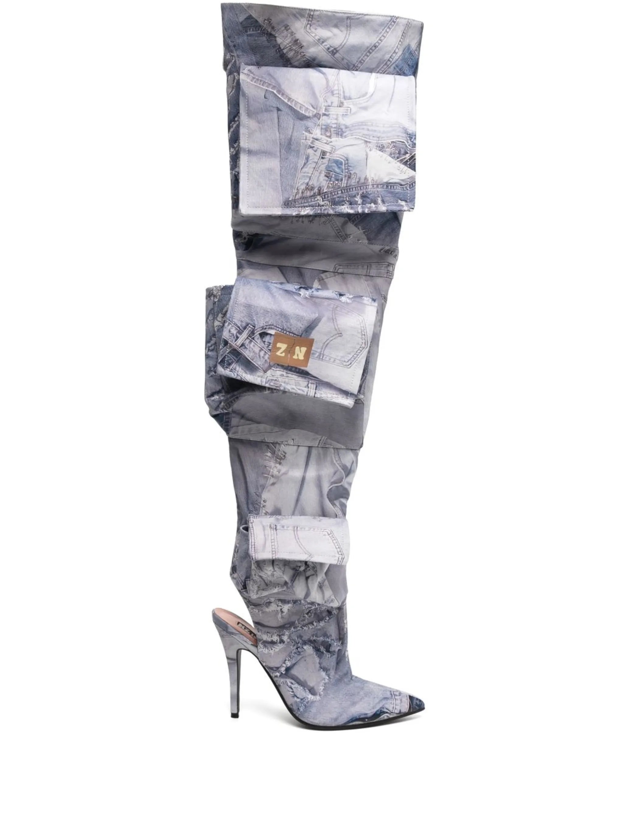 thigh-high cargo boots
