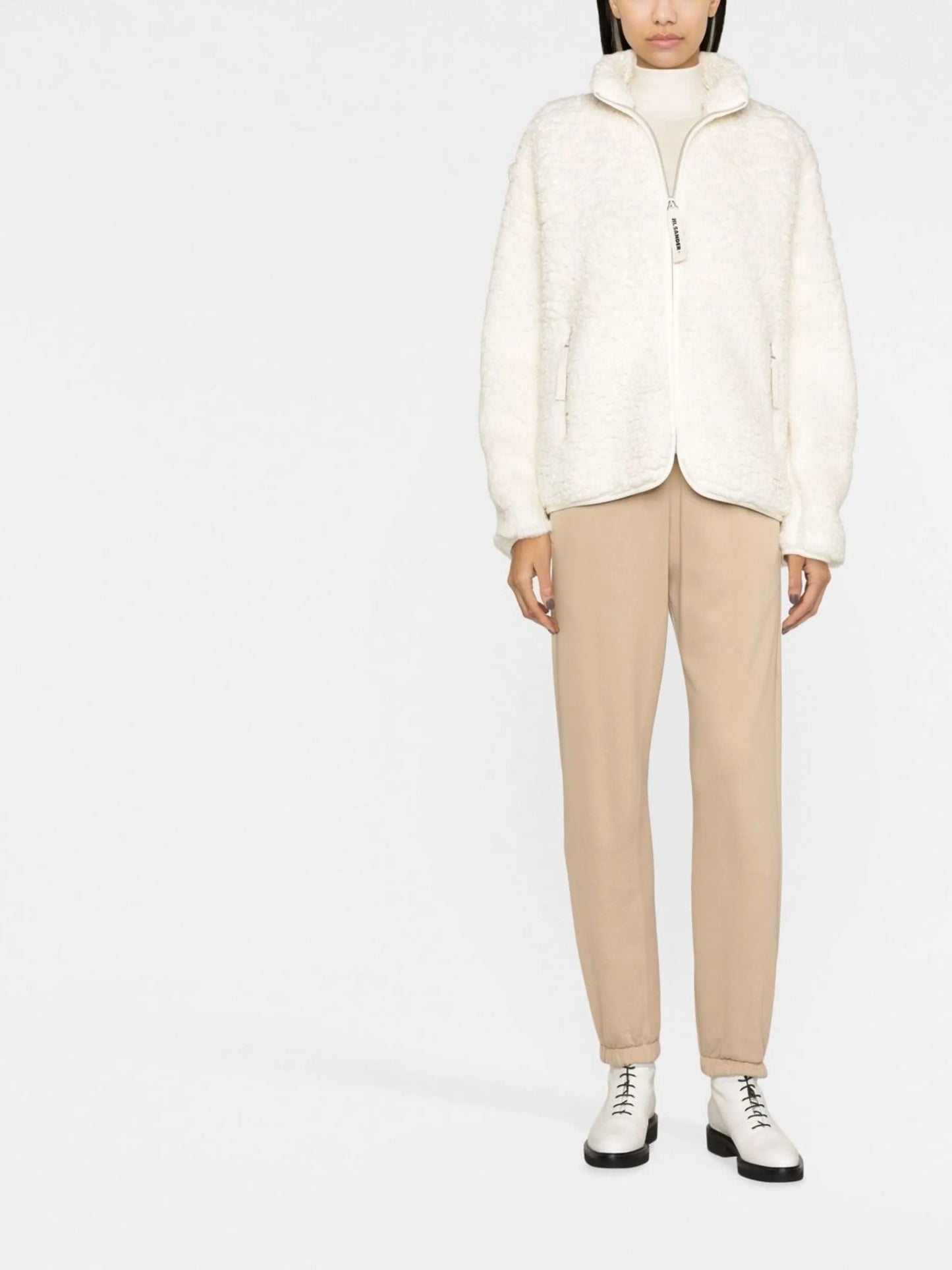 faux shearling zip-front jacket