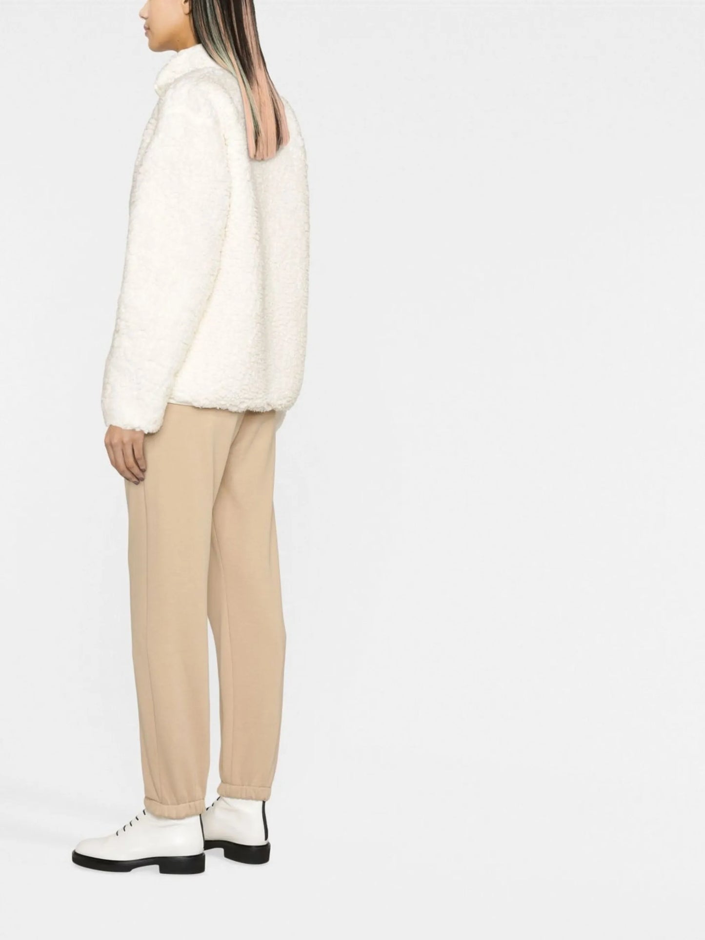 faux shearling zip-front jacket