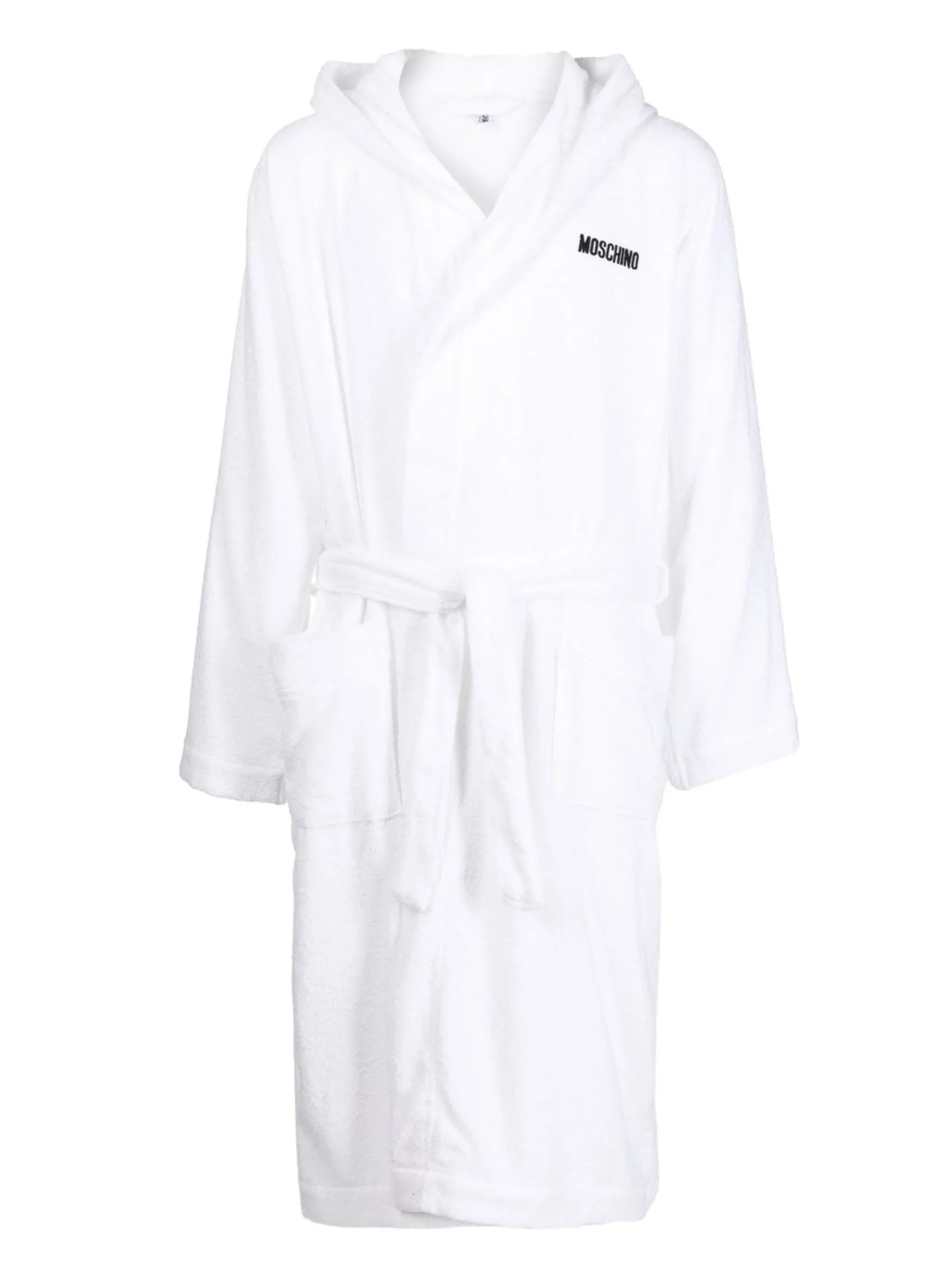 logo-tape cotton bathrobe