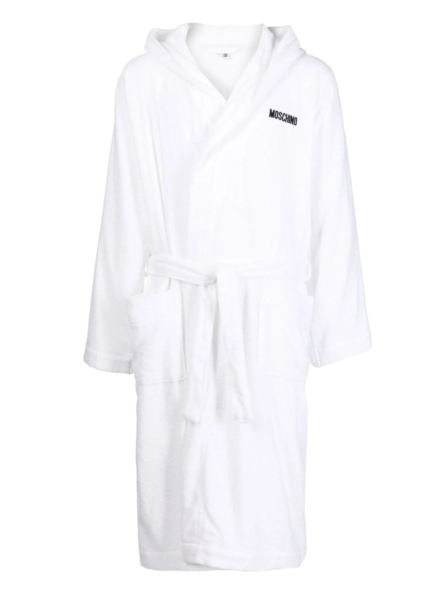 logo-tape cotton bathrobe