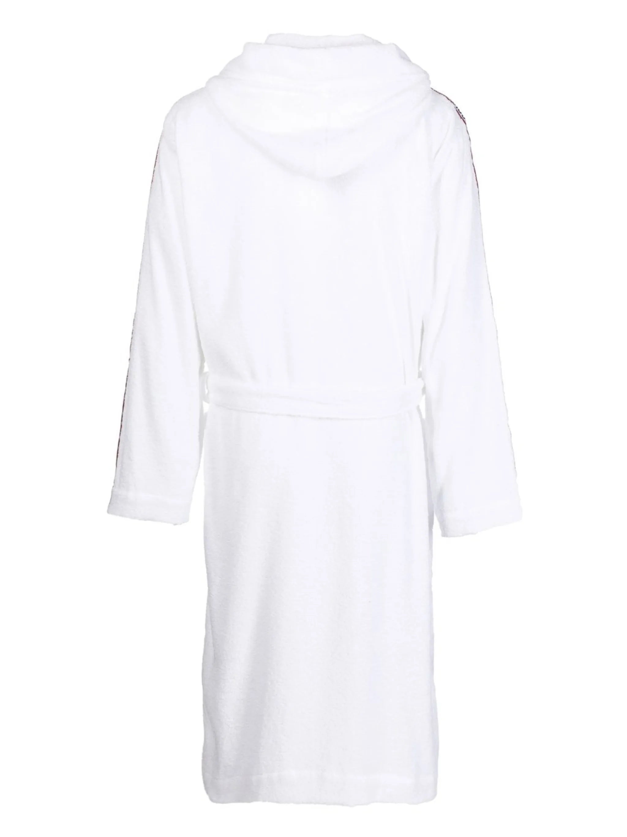 logo-tape cotton bathrobe