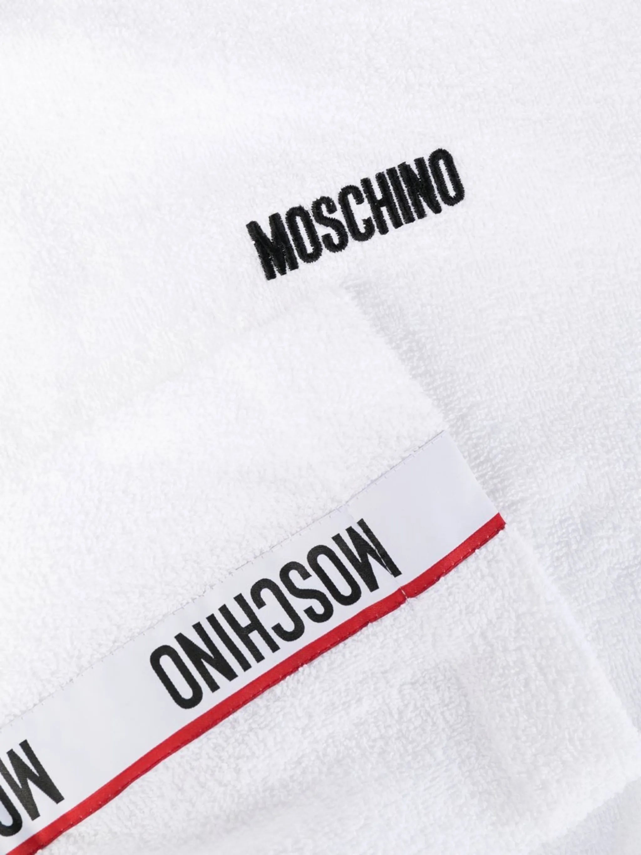 logo-tape cotton bathrobe