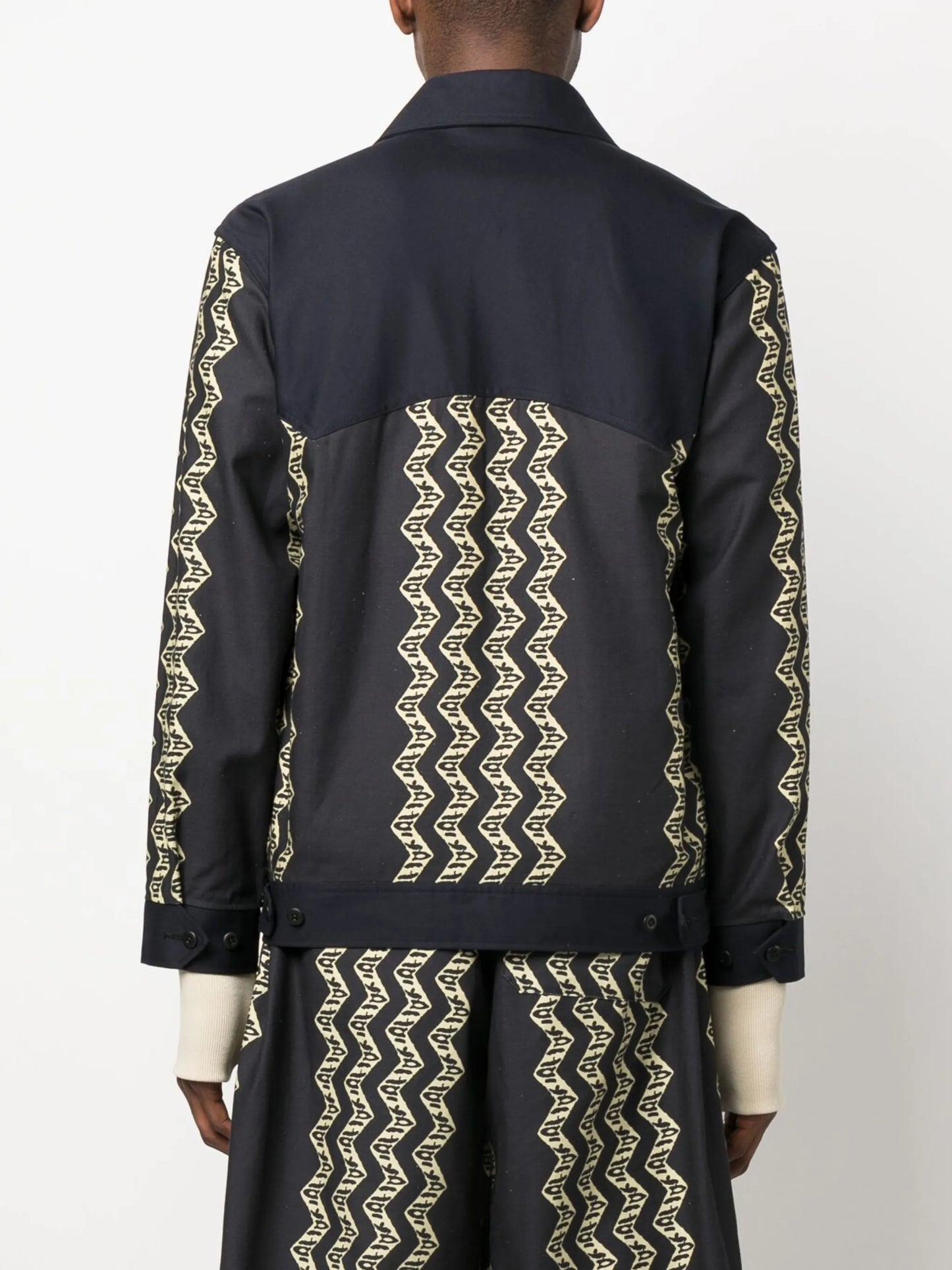graphic-print cotton shirt jacket