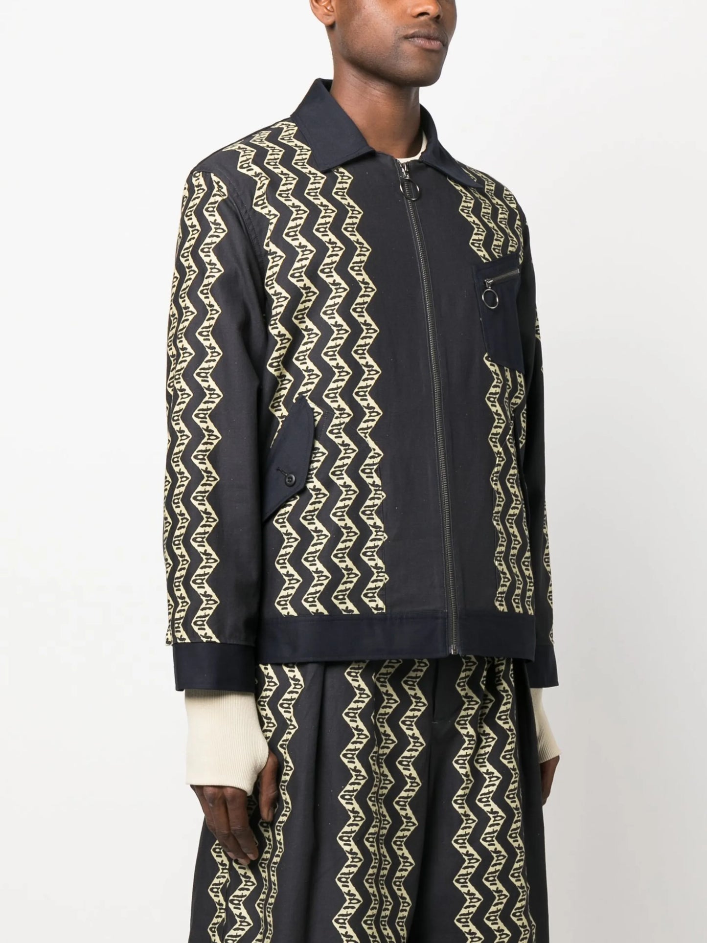 graphic-print cotton shirt jacket