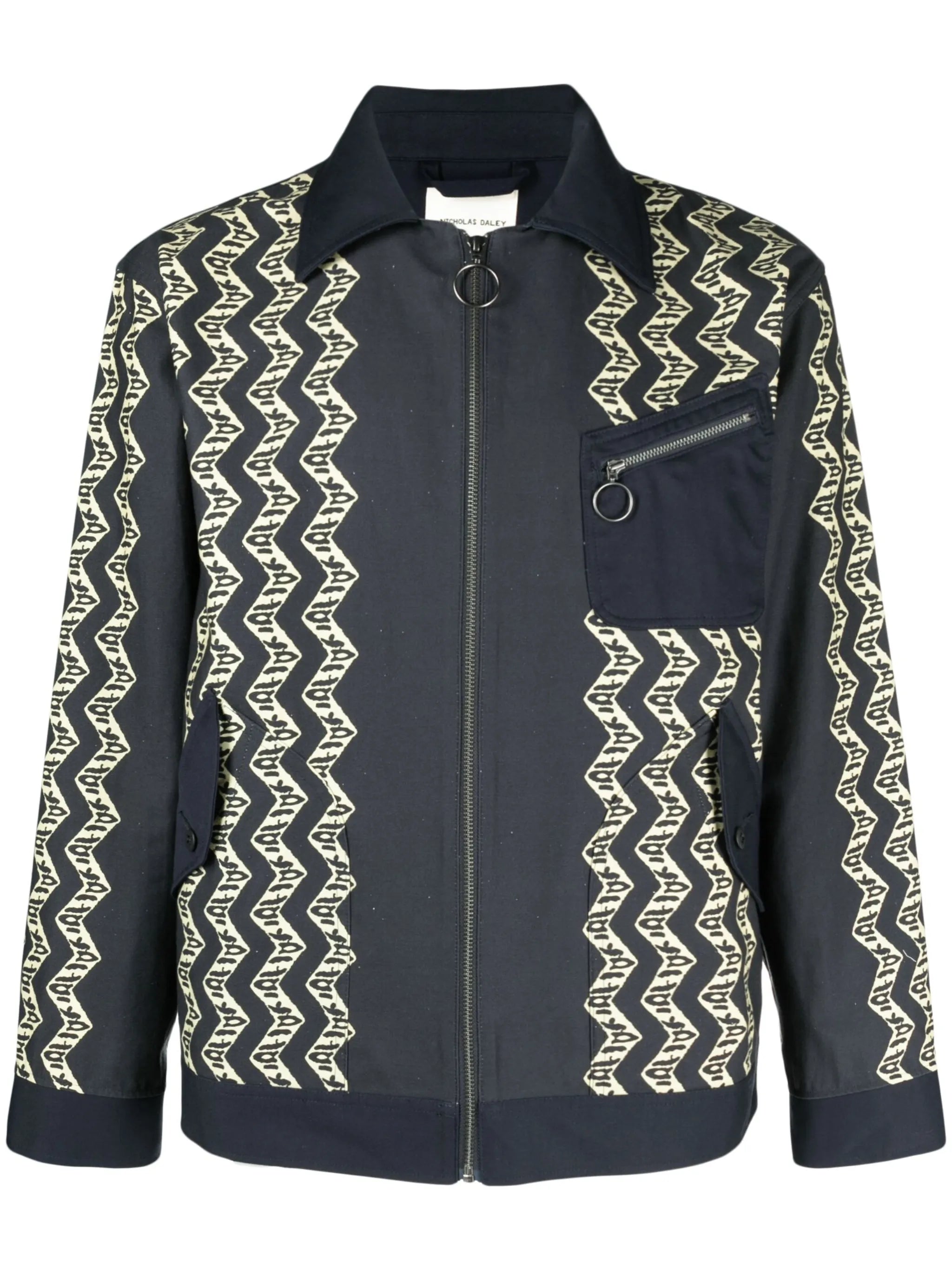 graphic-print cotton shirt jacket