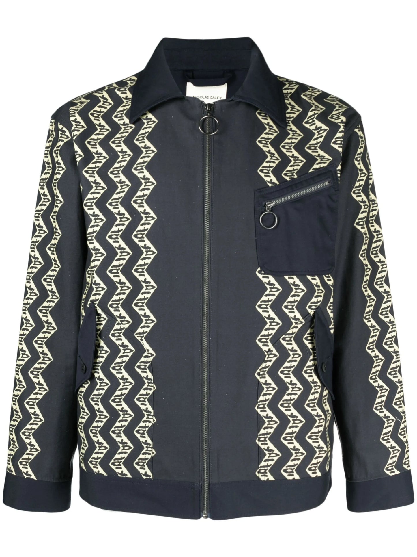 graphic-print cotton shirt jacket