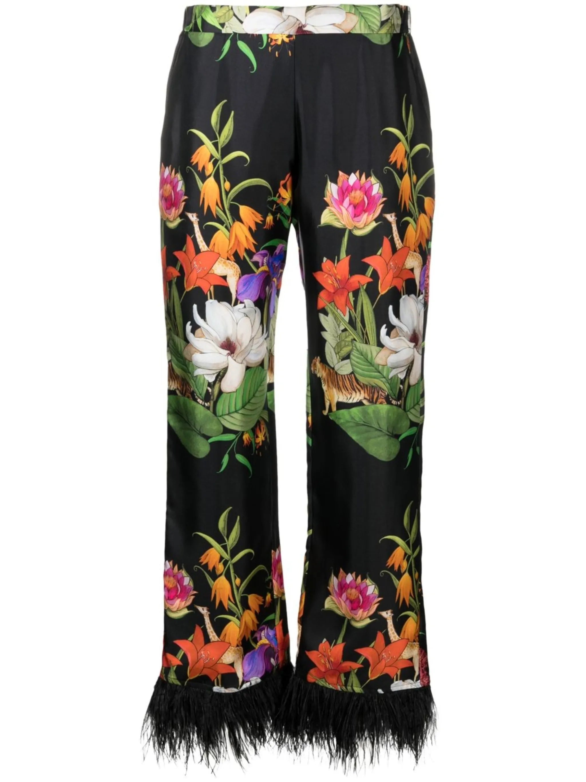 ostrich feather-trim cropped trousers