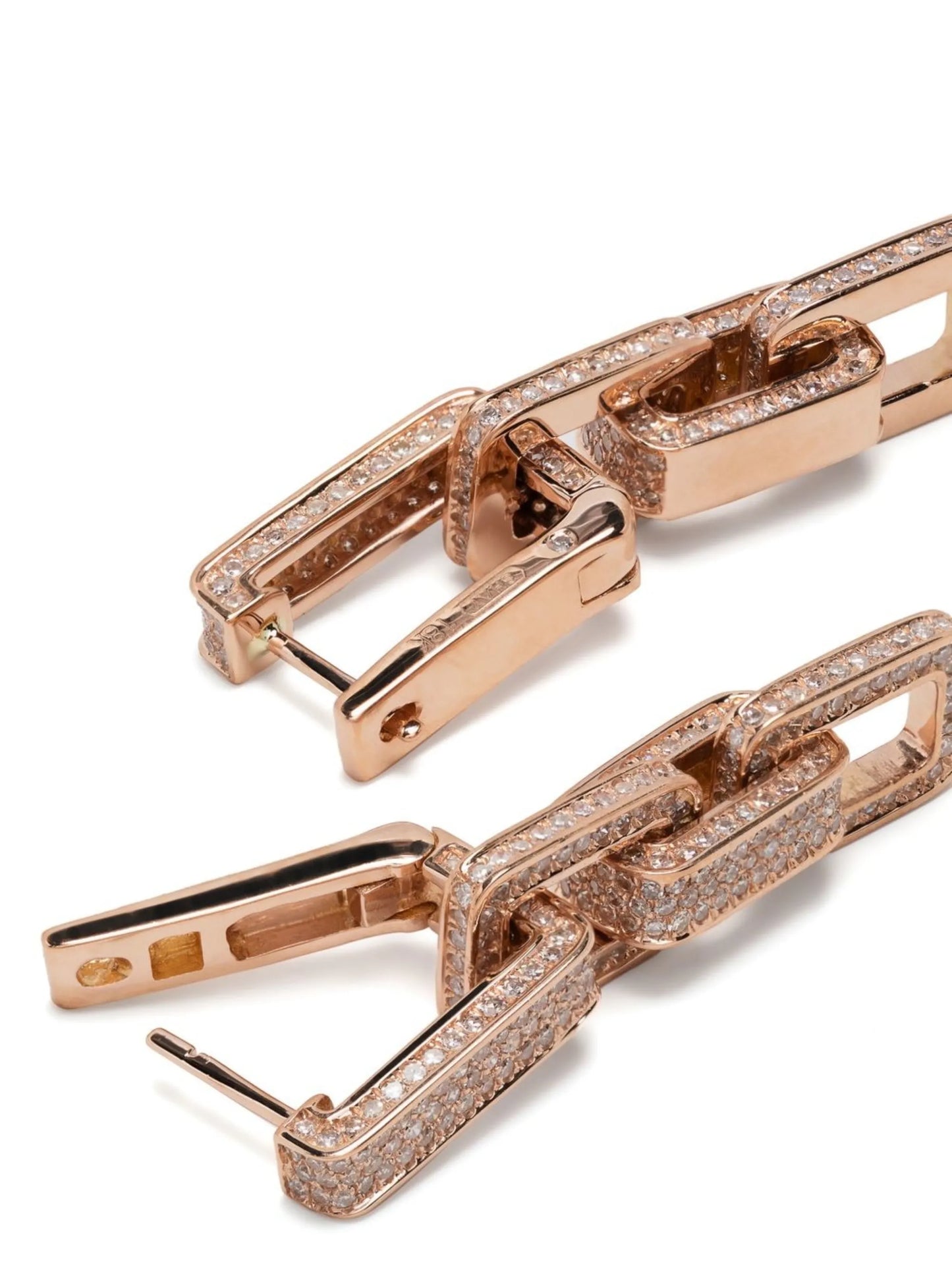 18K rose gold triple deco diamond earrings