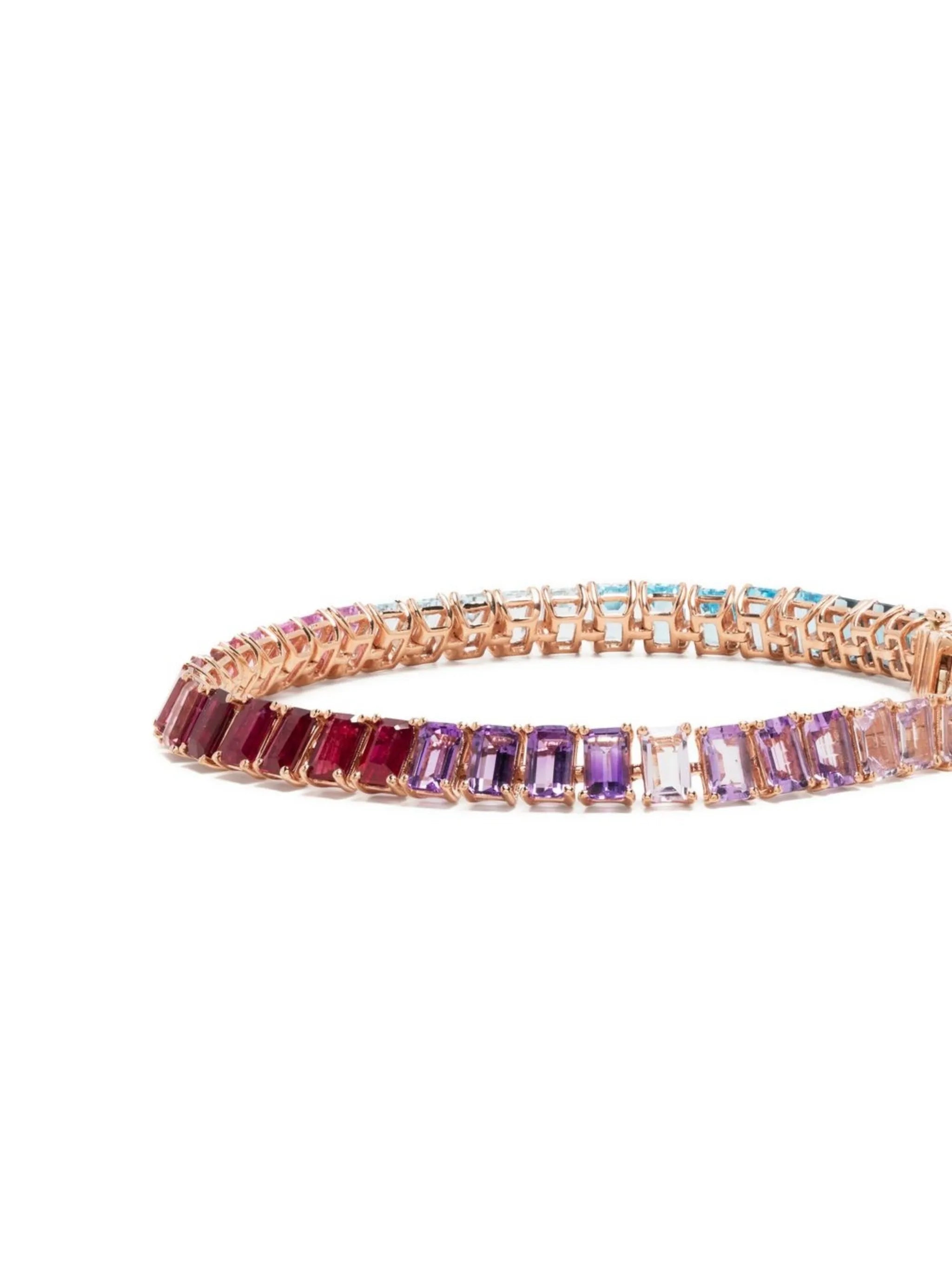 18kt yellow gold Rainbow Baguette diamond tennis bracelet