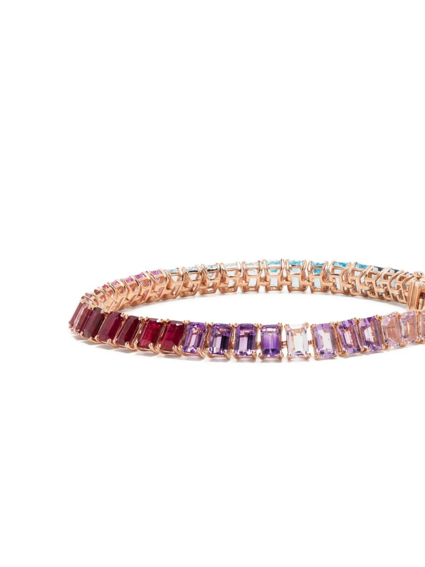18kt yellow gold Rainbow Baguette diamond tennis bracelet