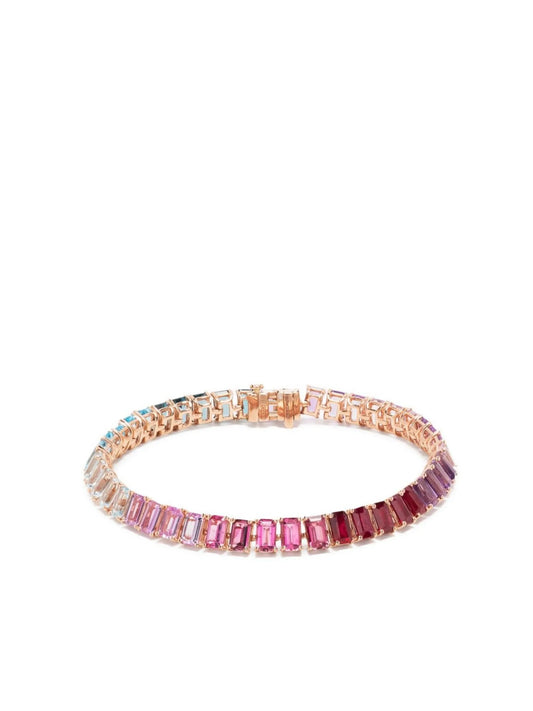 18kt yellow gold Rainbow Baguette diamond tennis bracelet