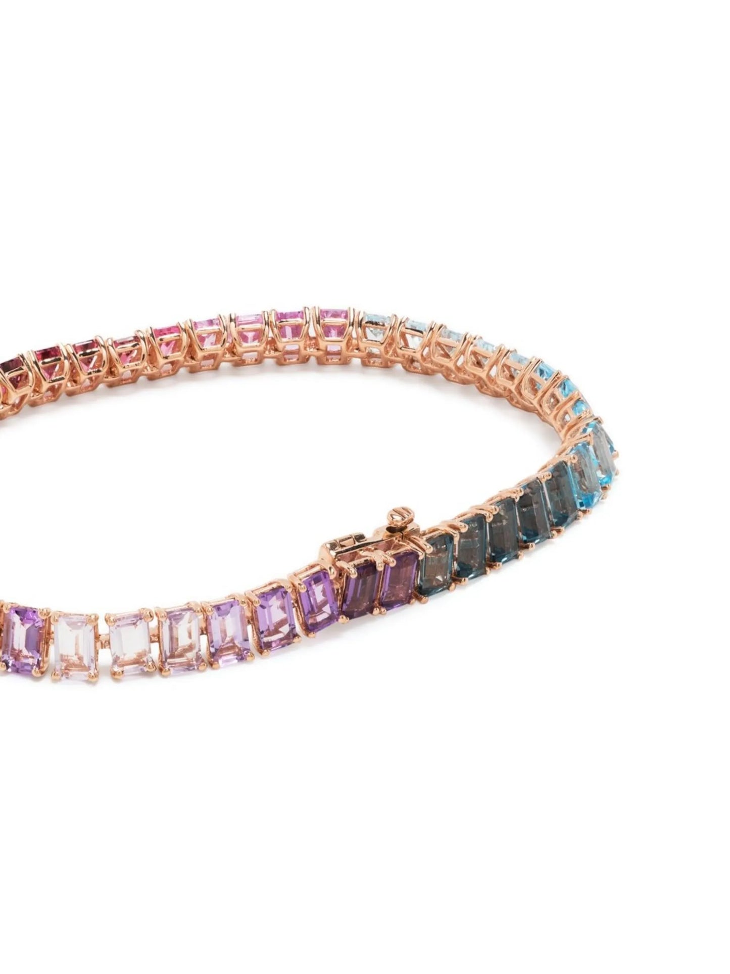 18kt yellow gold Rainbow Baguette diamond tennis bracelet