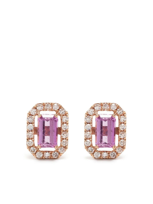 18K rose gold mini me diamond and sapphire earrings