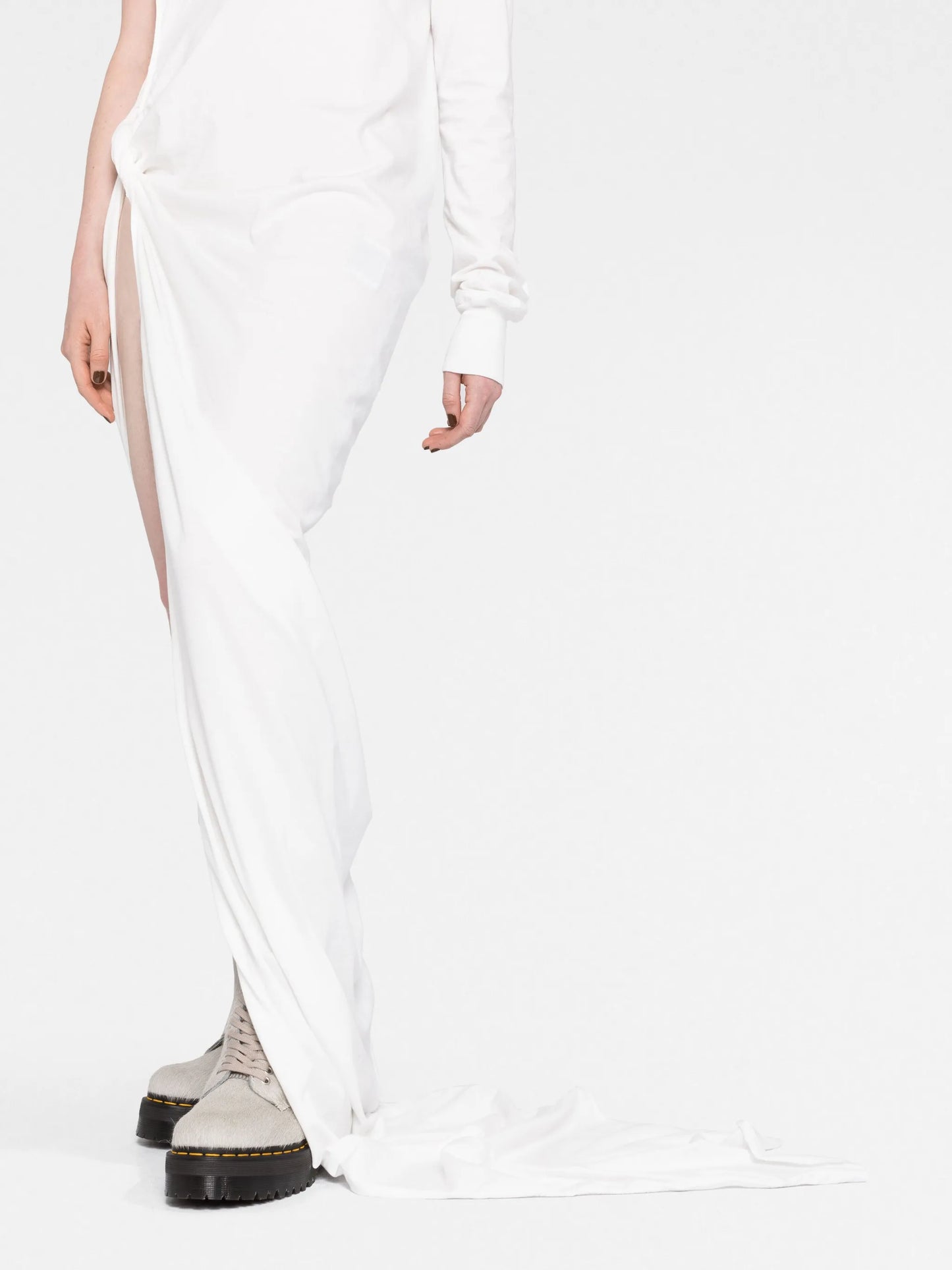 knot-detail single-sleeve dress